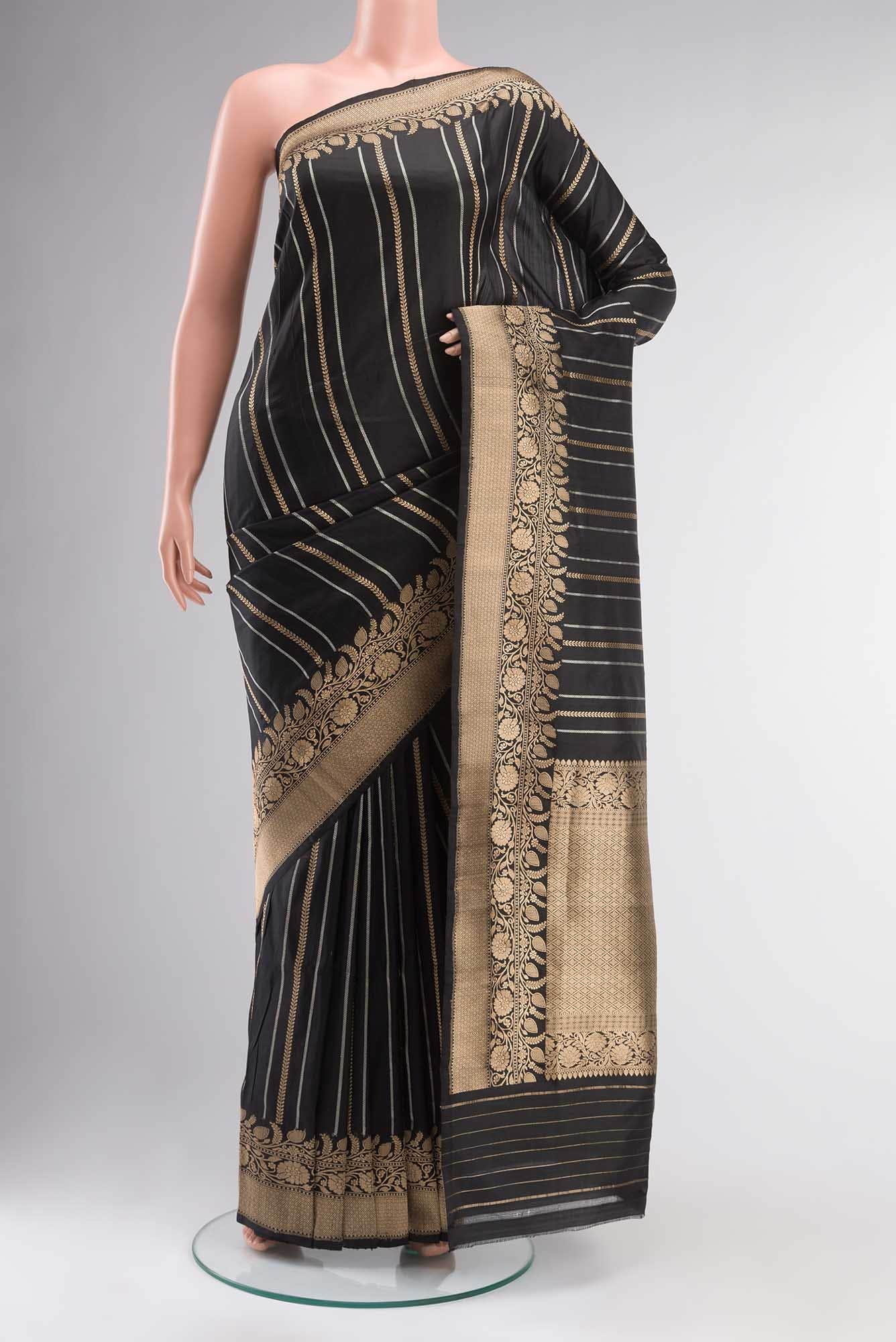Black Banarasi Katan Silk Saree