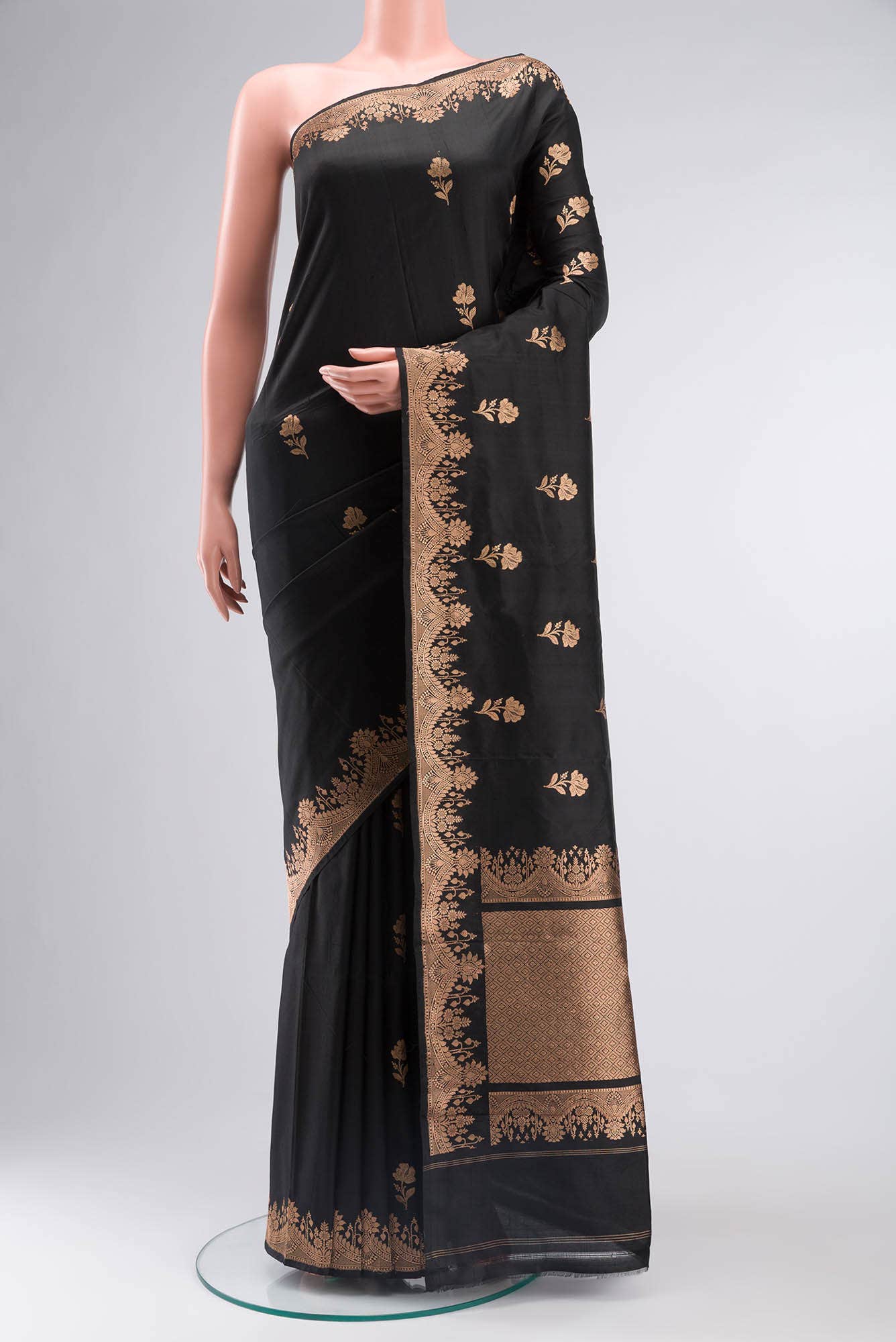 Black Banarasi Katan Silk Saree