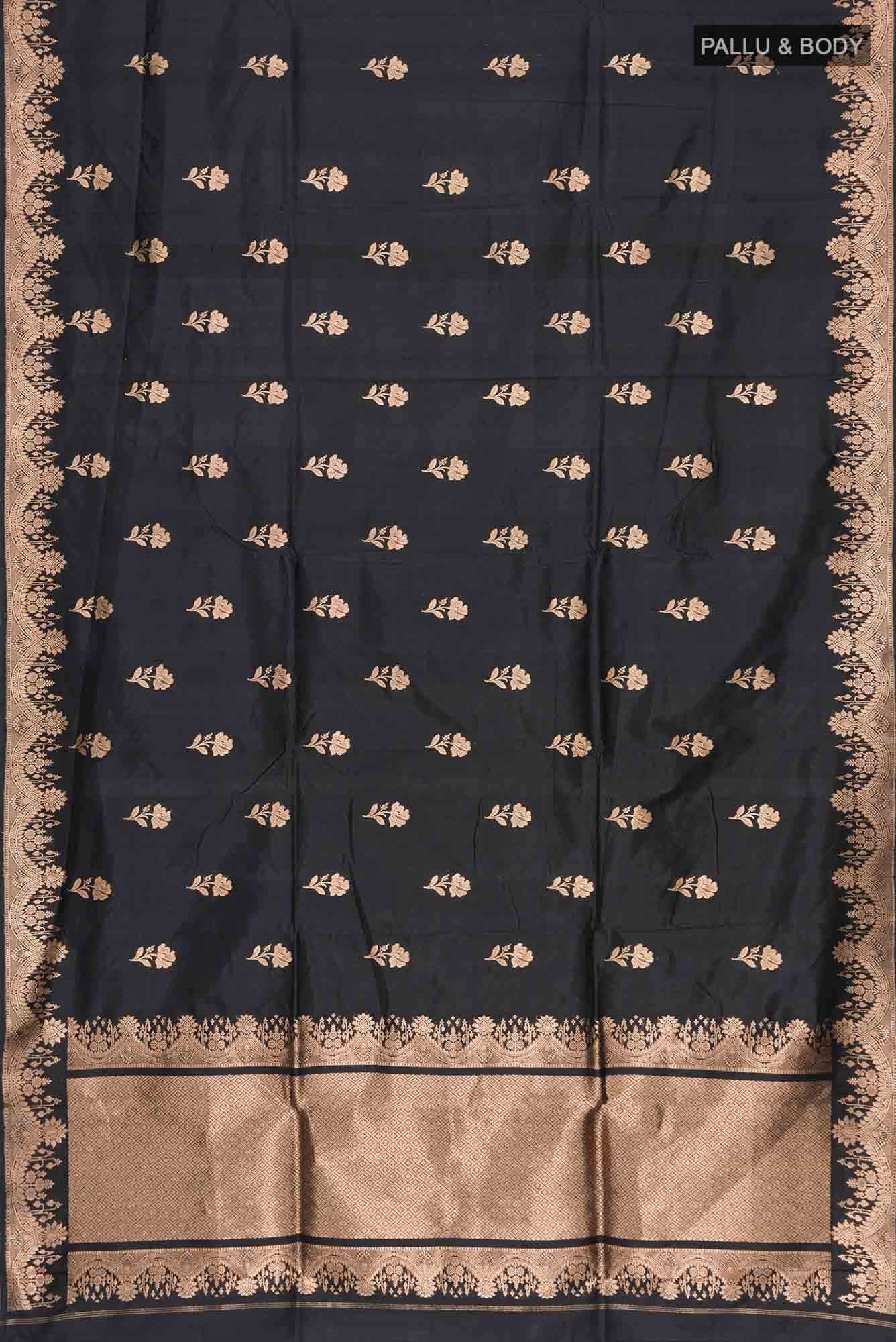 Black Banarasi Katan Silk Saree