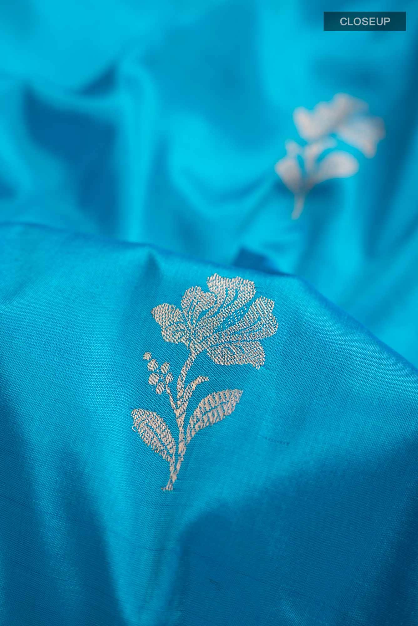Blue Banarasi Katan Silk Saree