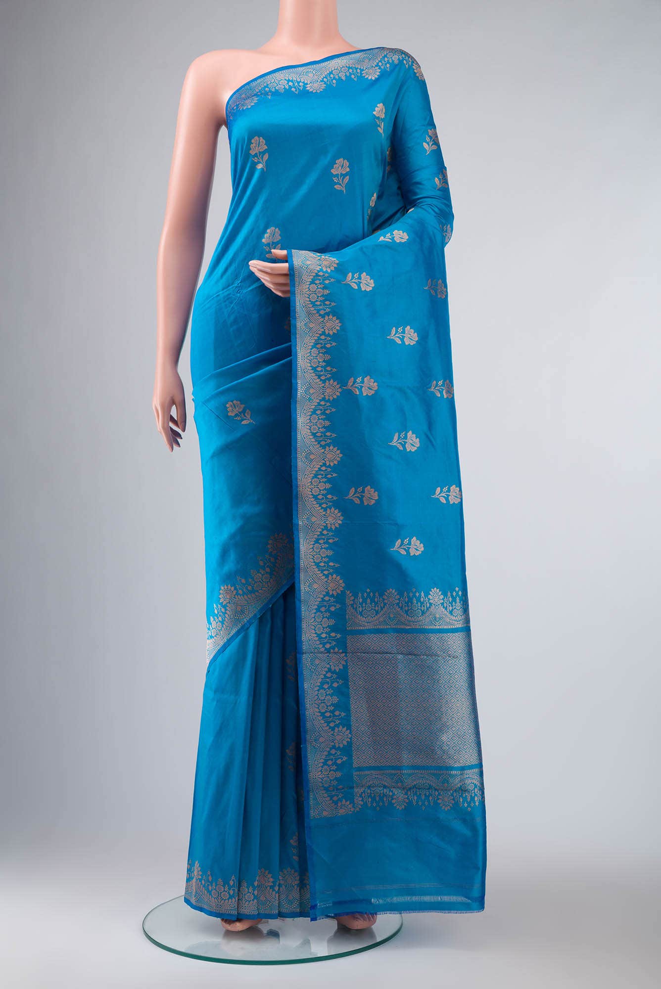 Blue Banarasi Katan Silk Saree