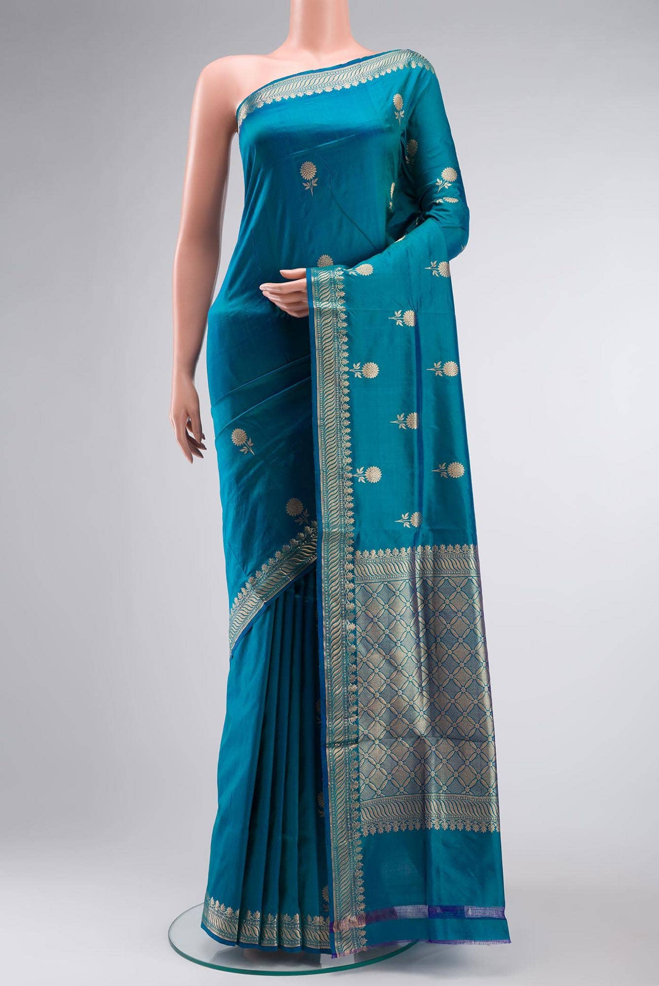 Blue Banarasi Katan Silk Saree