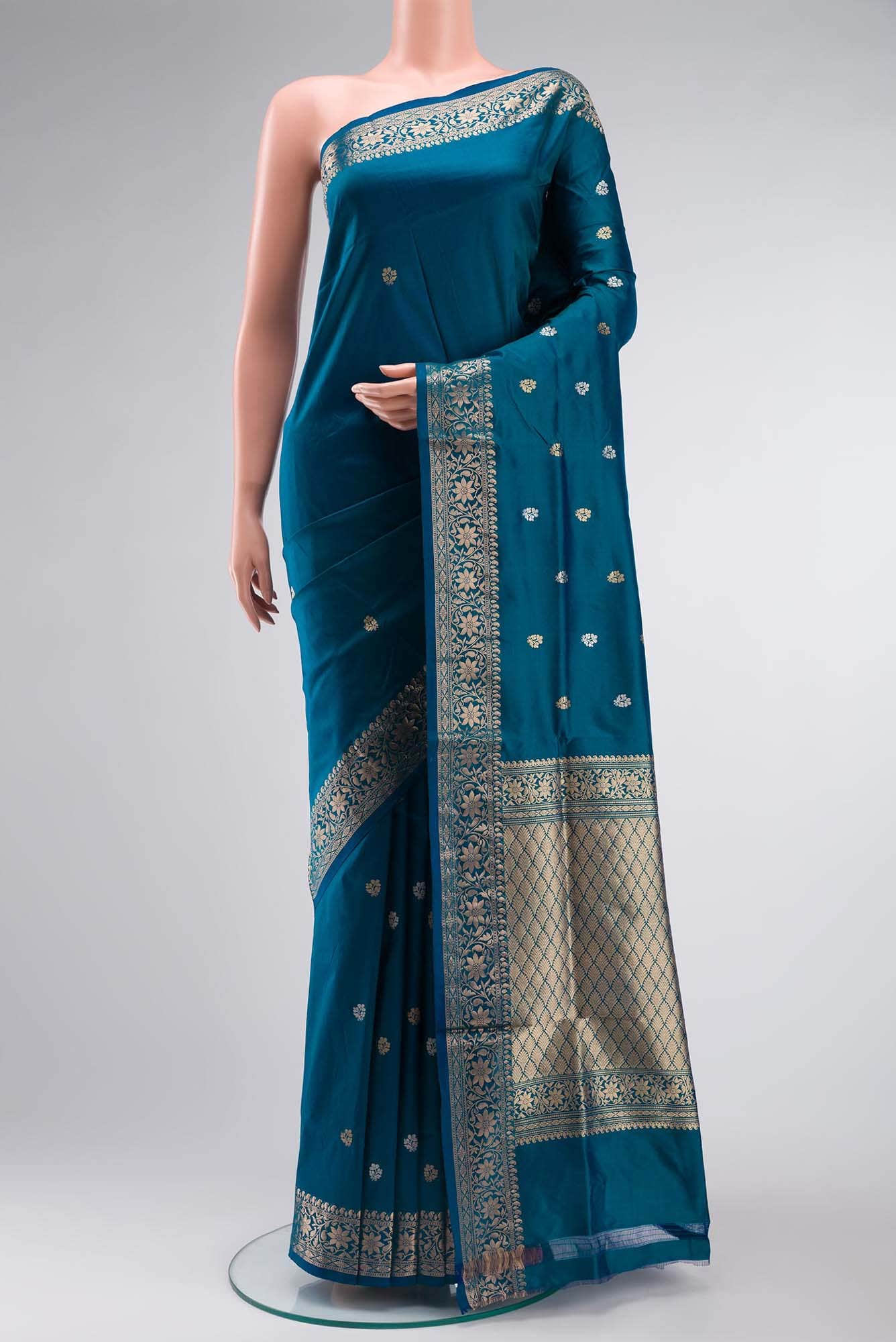 Blue Banarasi Katan Silk Saree