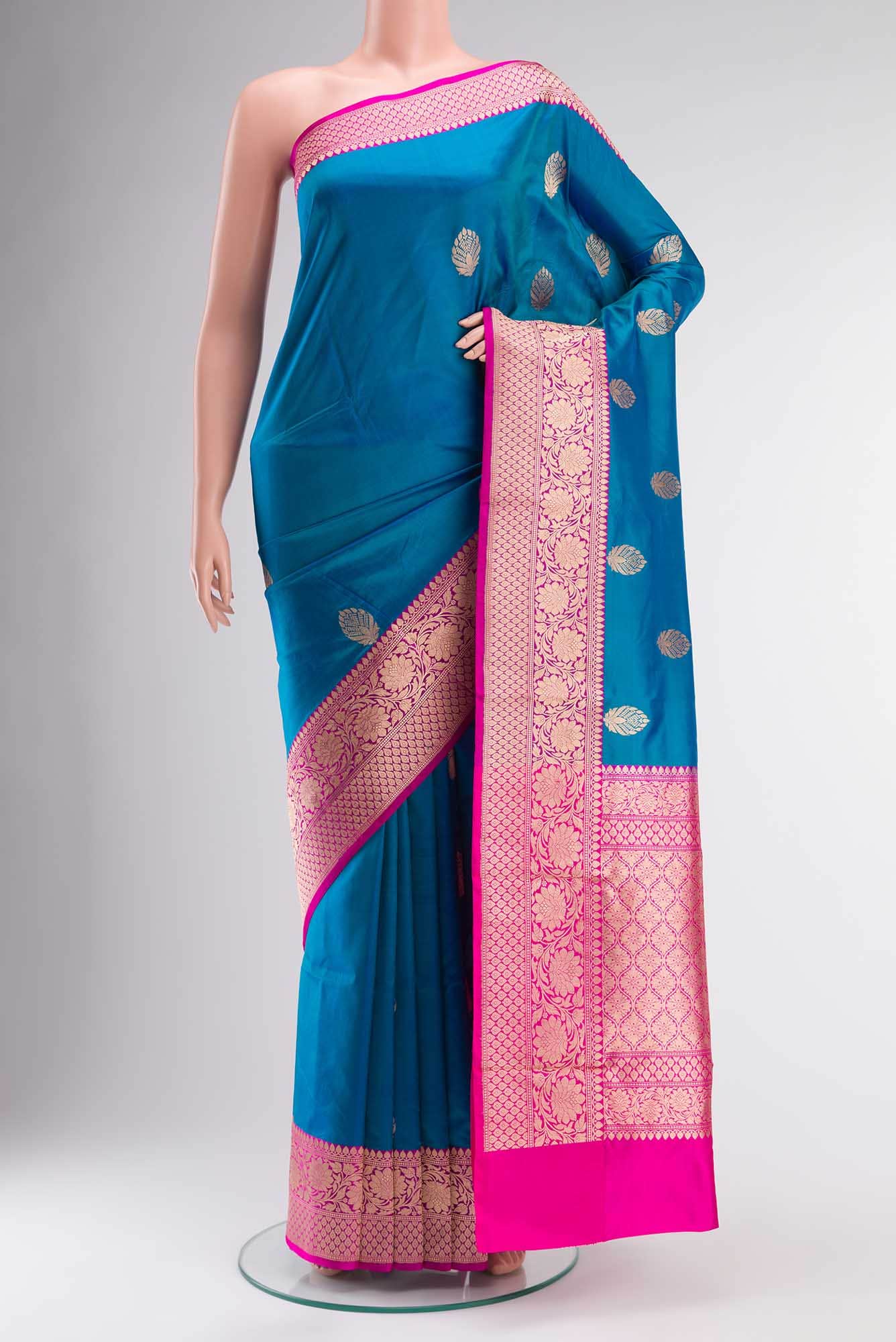 Blue Banarasi Katan Silk Saree