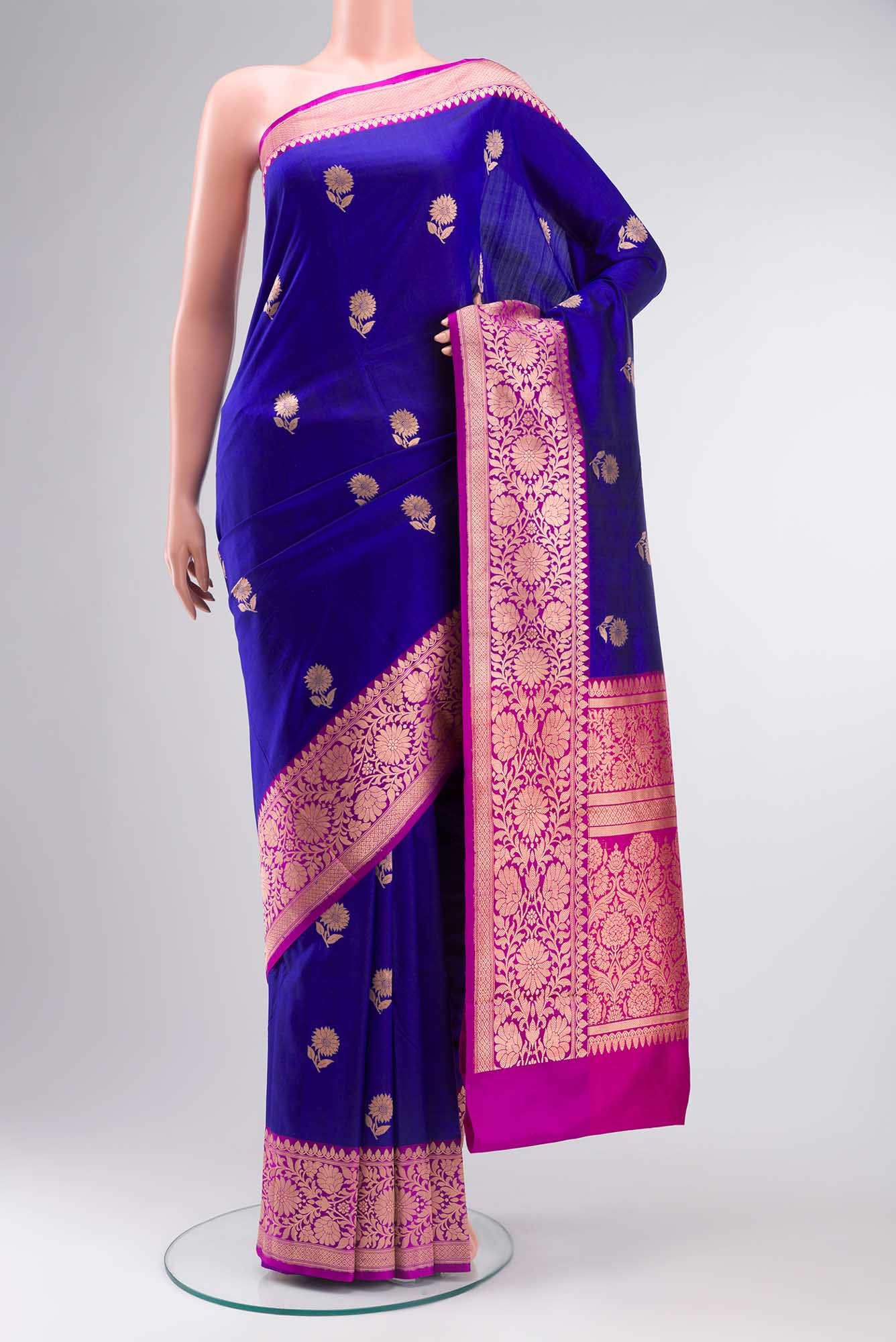 Blue Banarasi Katan Silk Saree