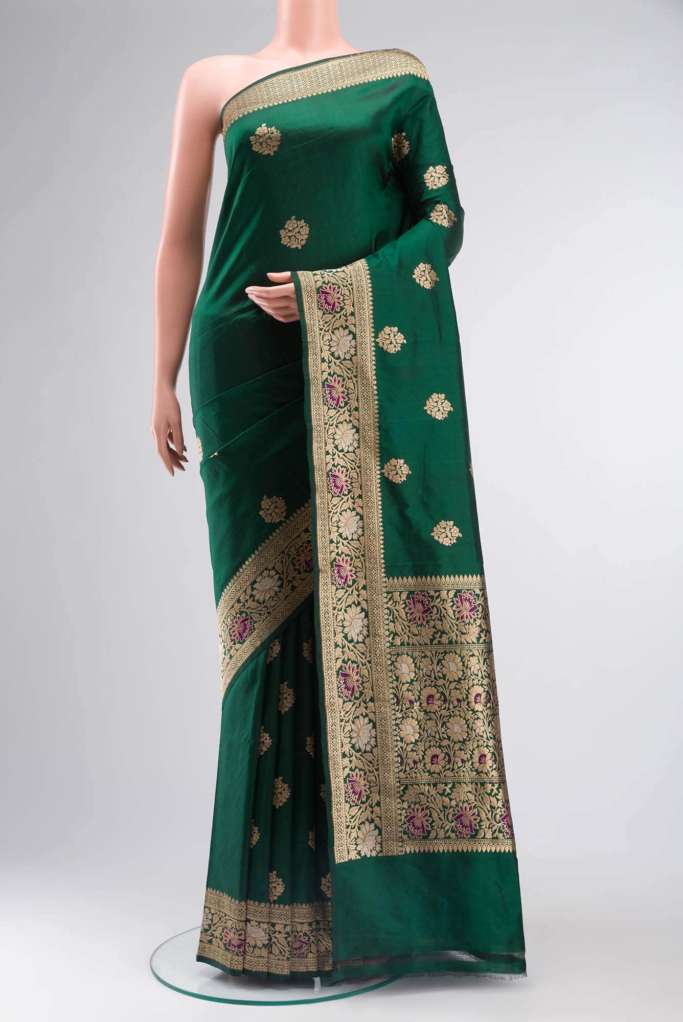 Green Banarasi Katan Silk Saree