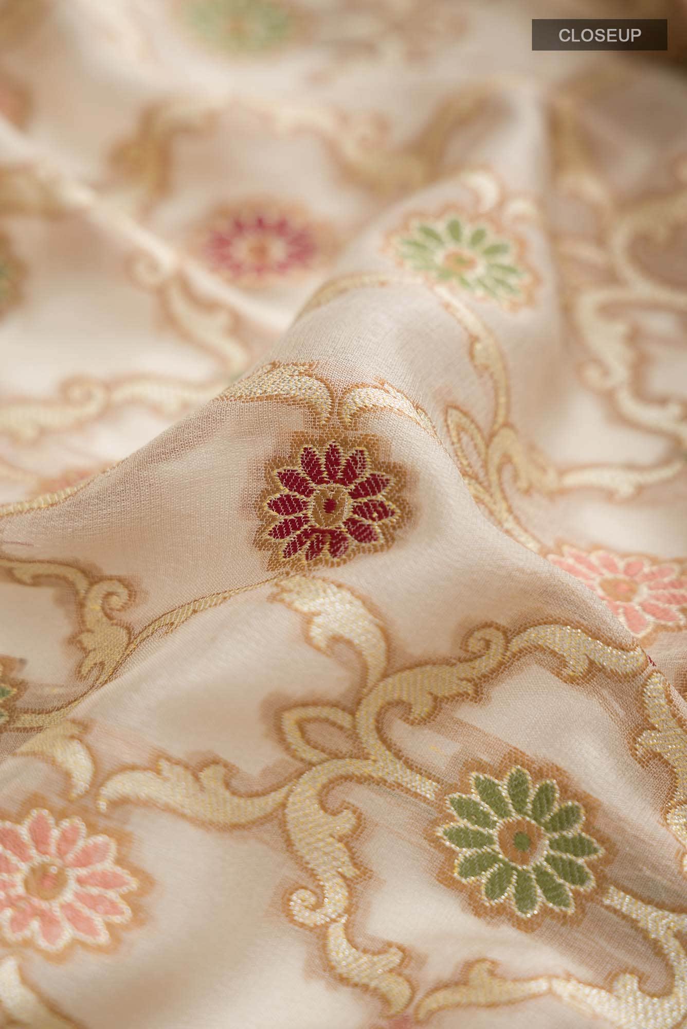 Beige Banarasi Georgette Saree