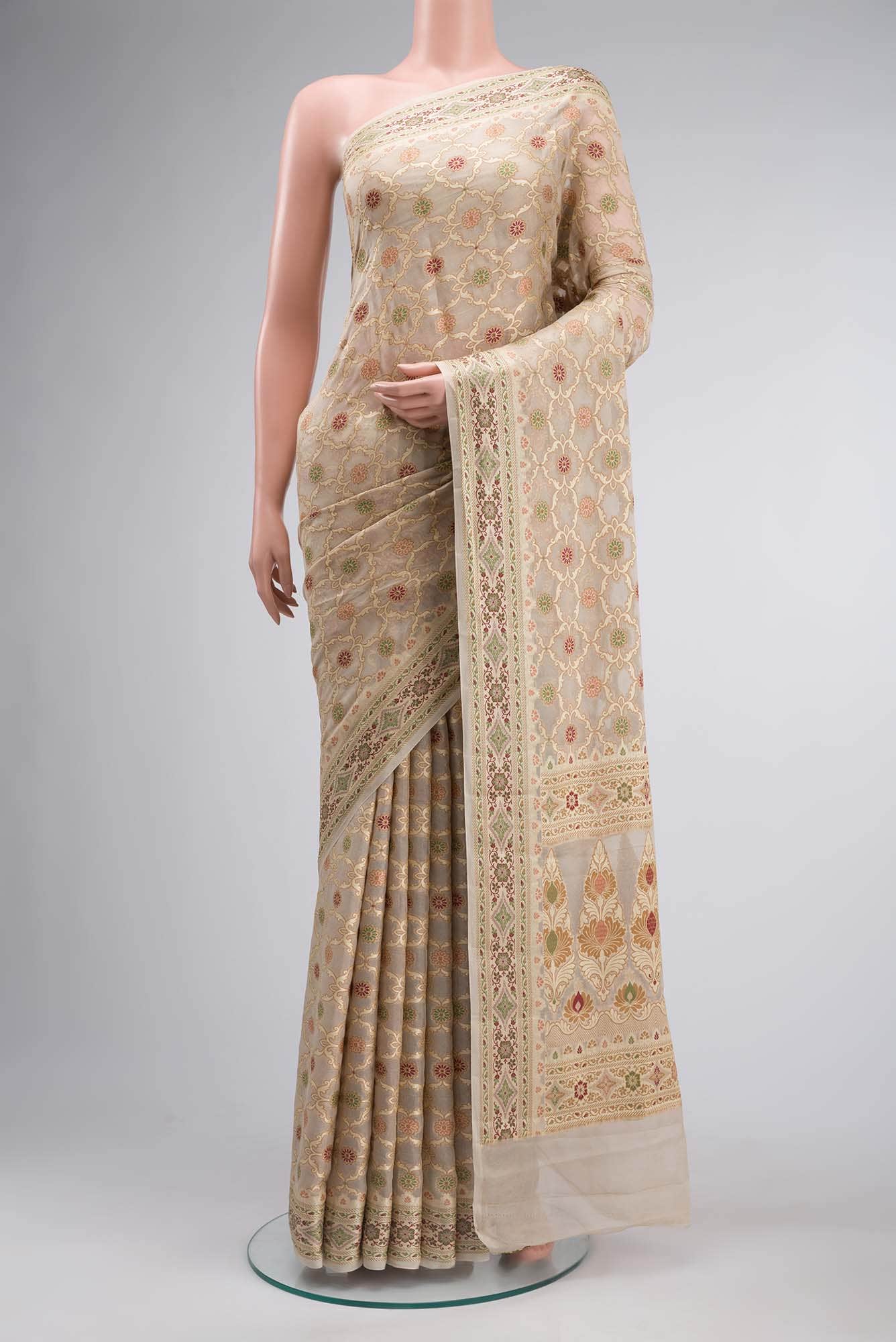 Beige Banarasi Georgette Saree