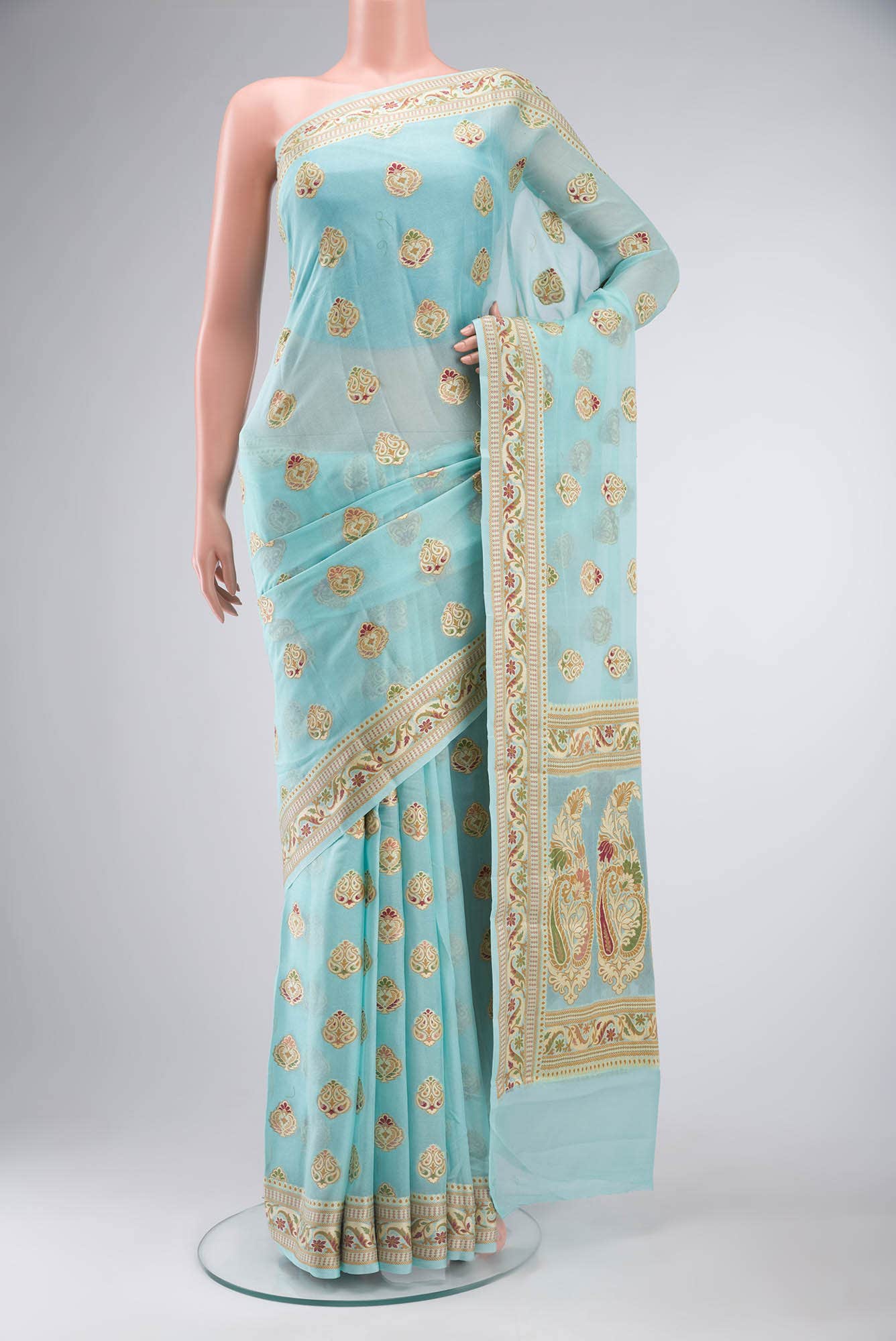 Blue Banarasi Georgette Saree