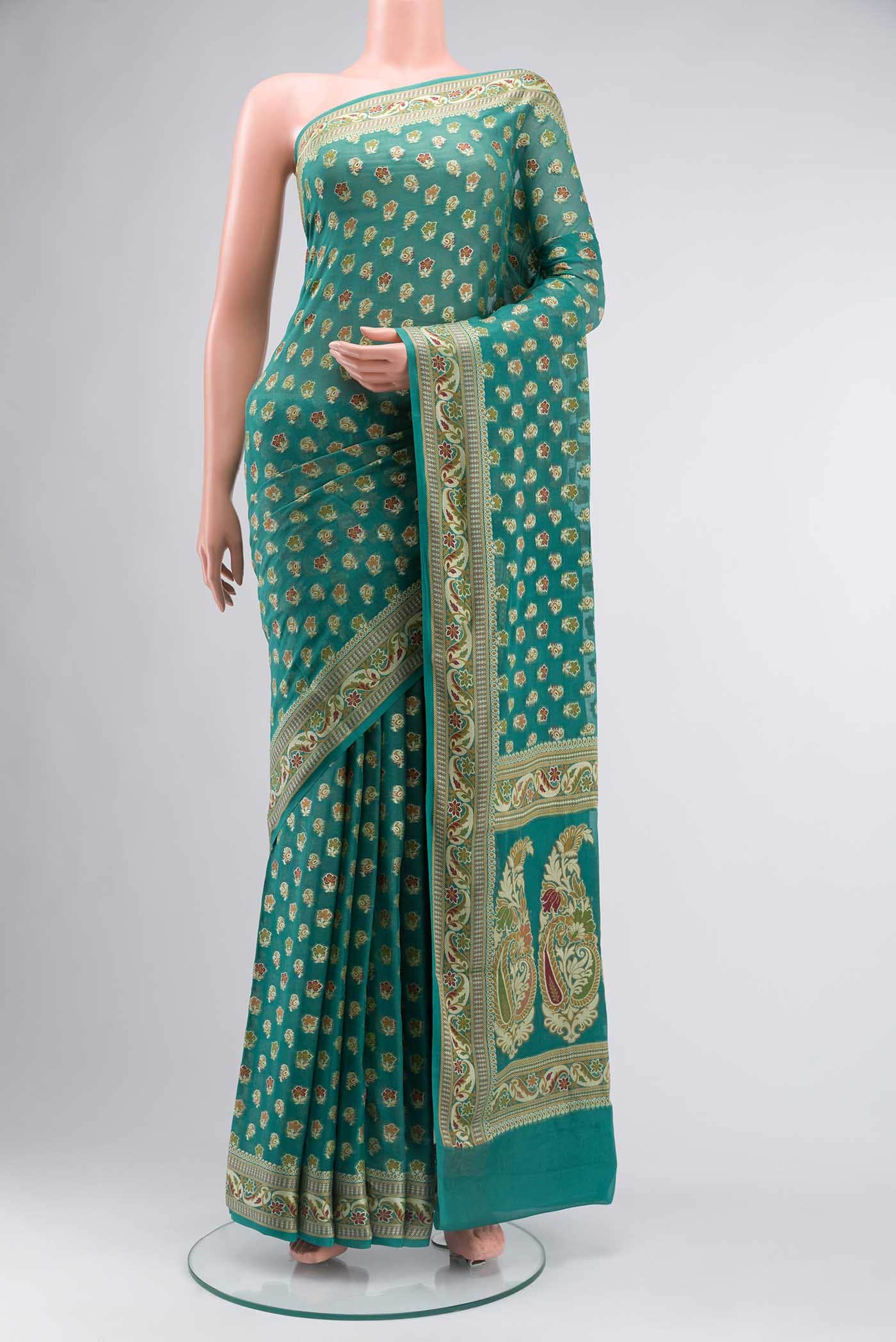 Green Banarasi Georgette Saree
