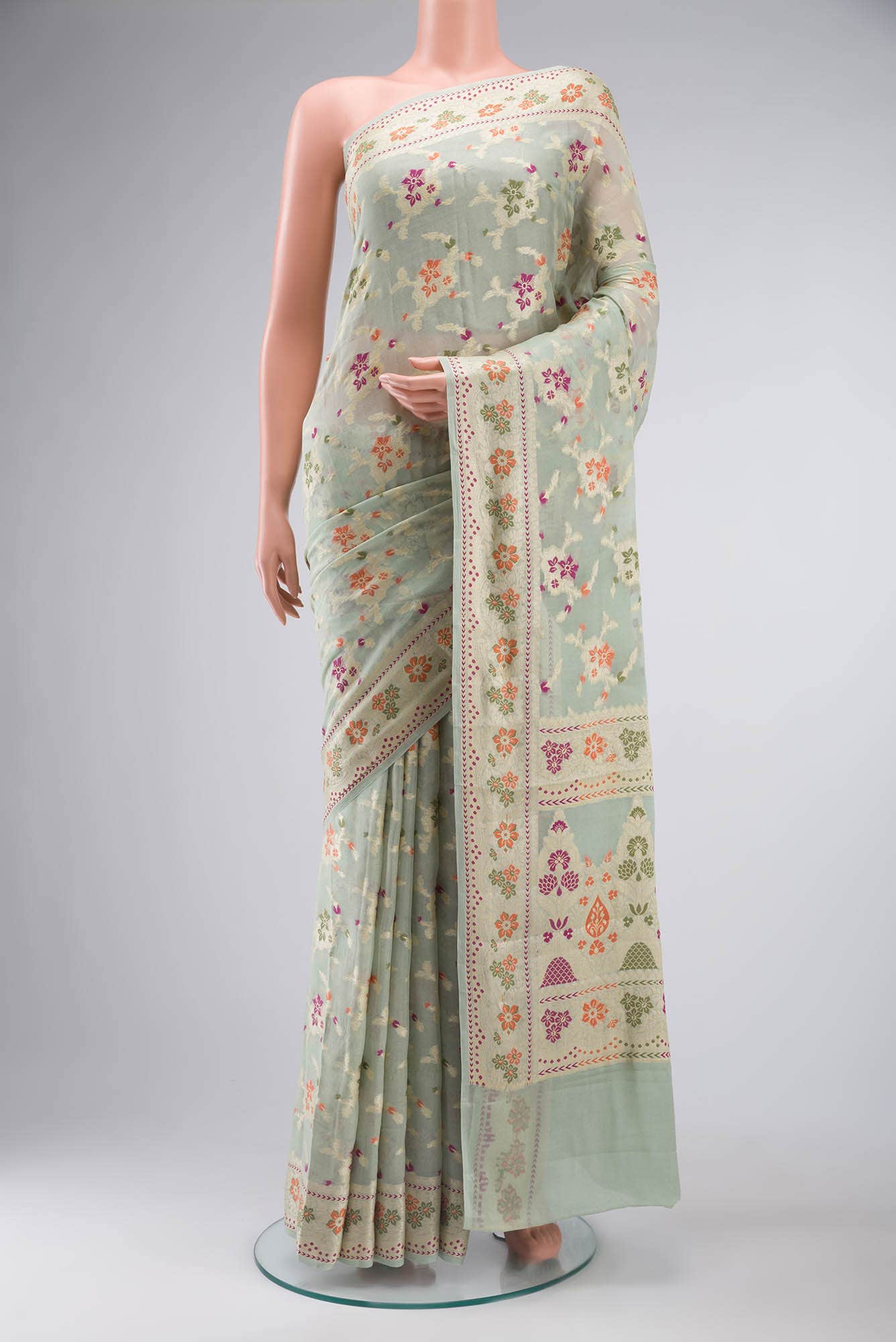 Green Banarasi Georgette Saree