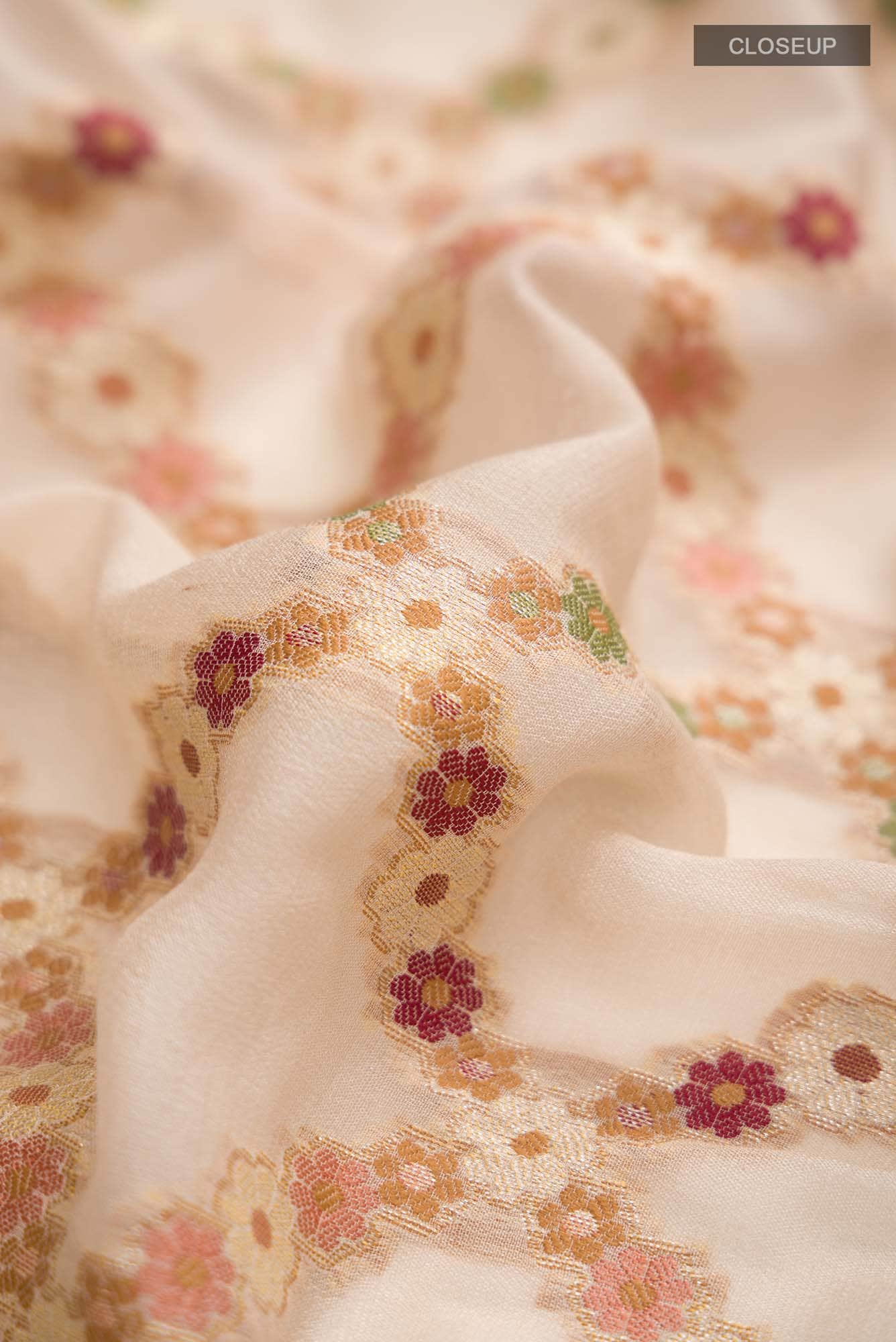 Beige Banarasi Georgette Saree