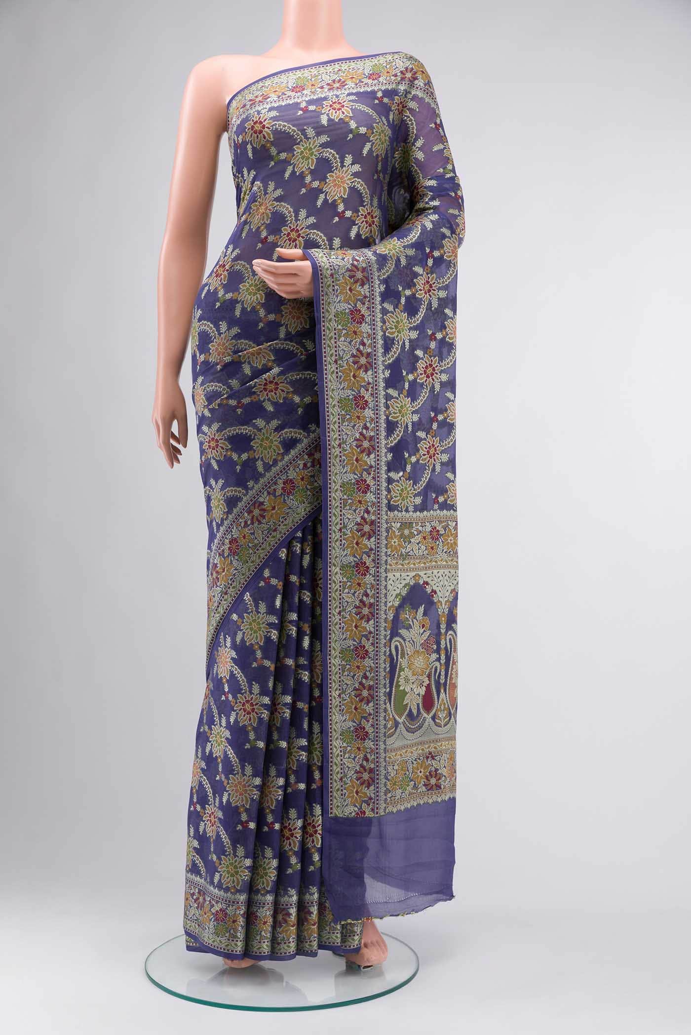Blue Banarasi Georgette Saree