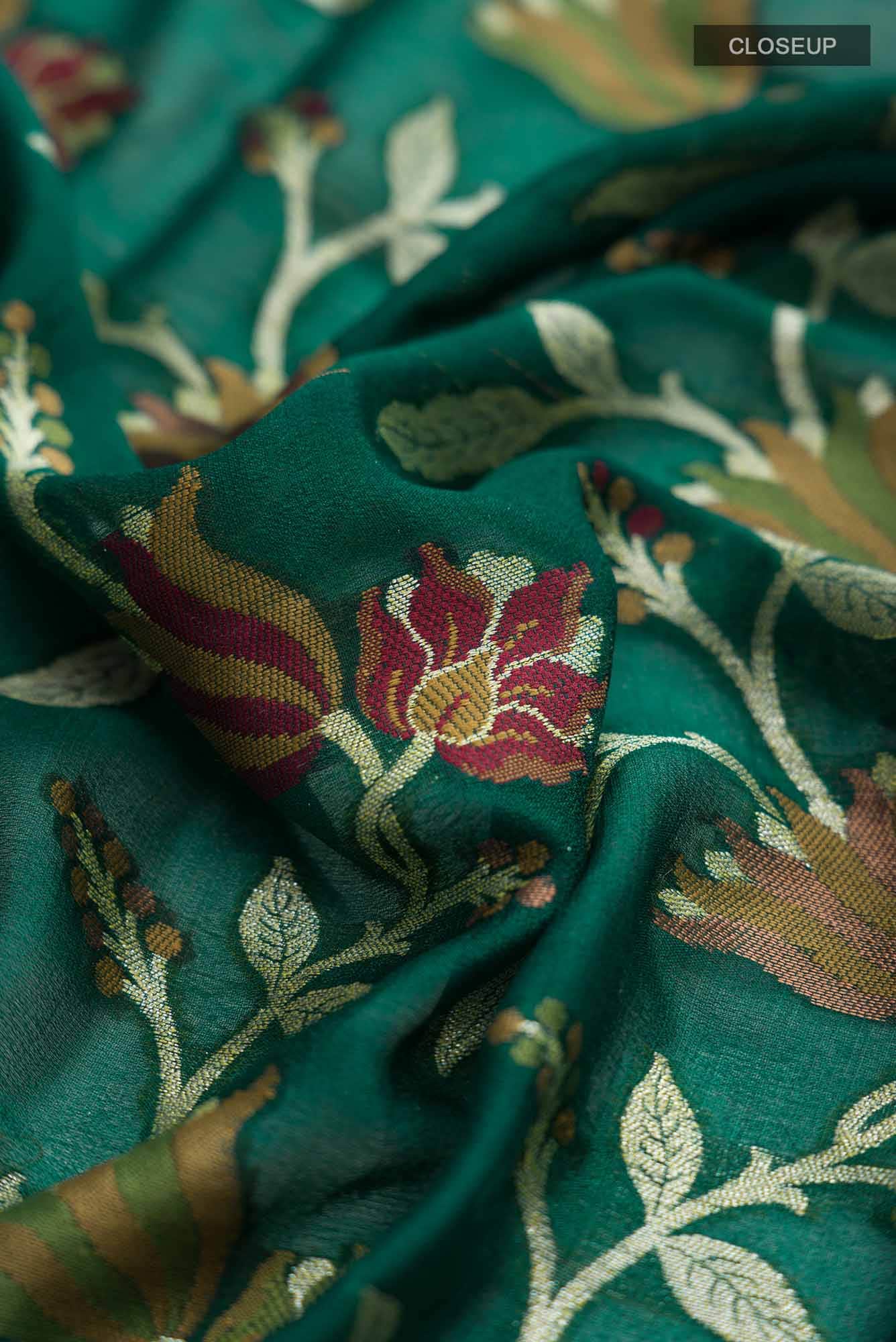Green Banarasi Georgette Saree
