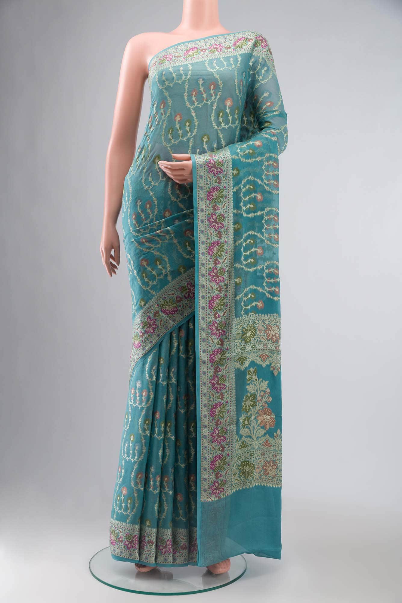 Blue Banarasi Georgette Saree