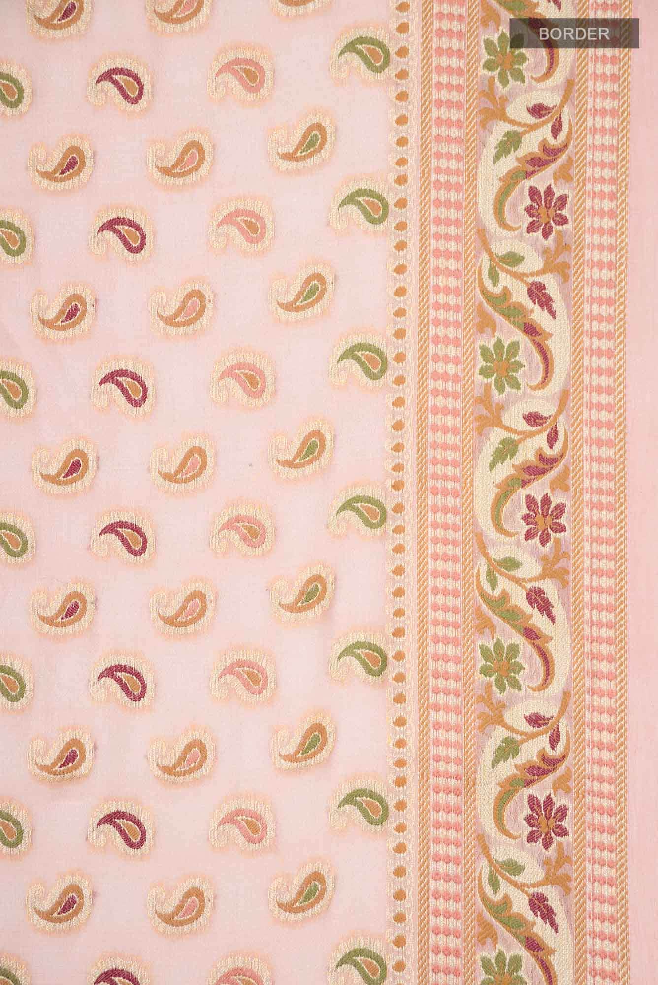 Peach Banarasi Georgette Saree