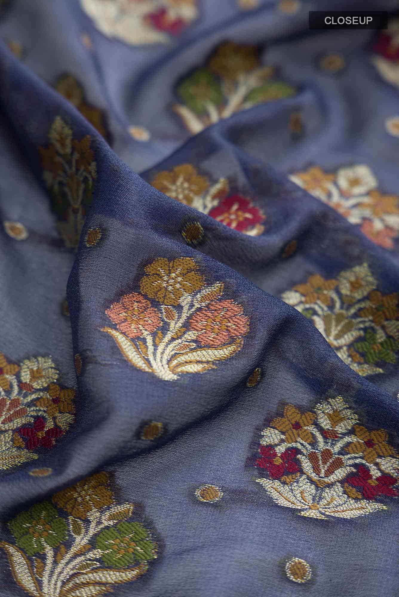 Blue Banarasi Georgette Saree