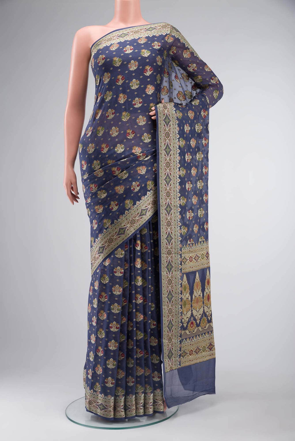 Blue Banarasi Georgette Saree