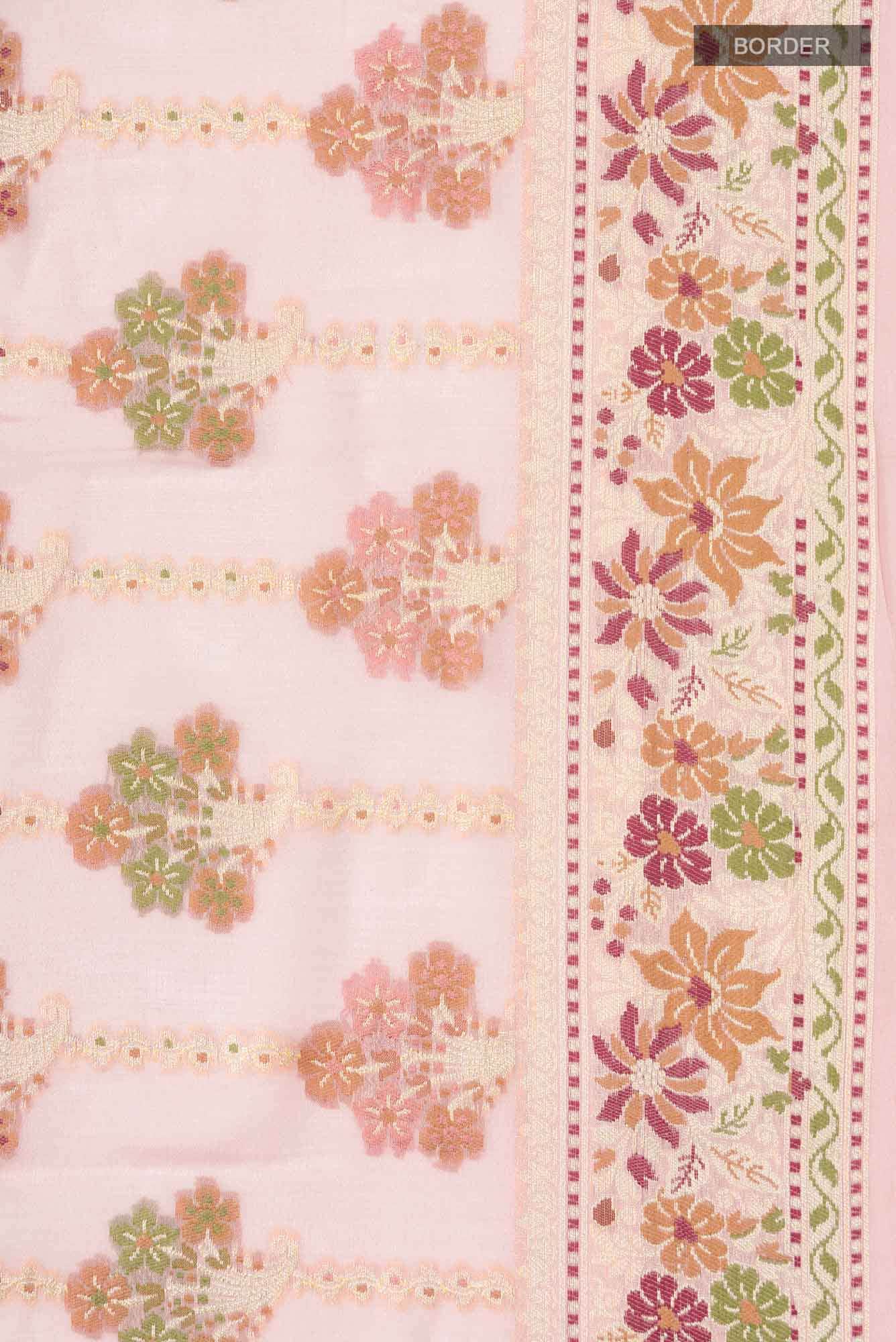 Peach Banarasi Georgette Saree