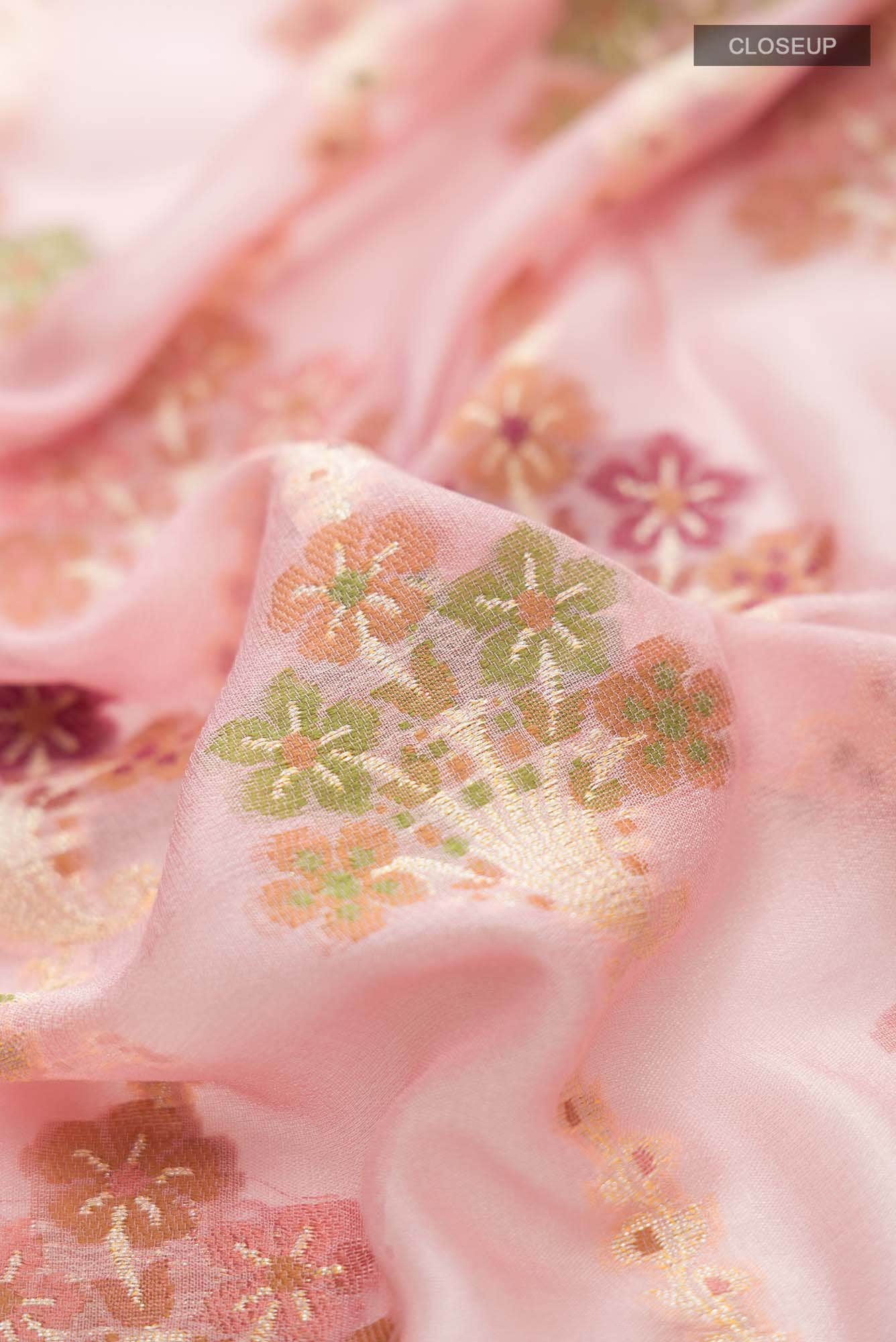 Peach Banarasi Georgette Saree