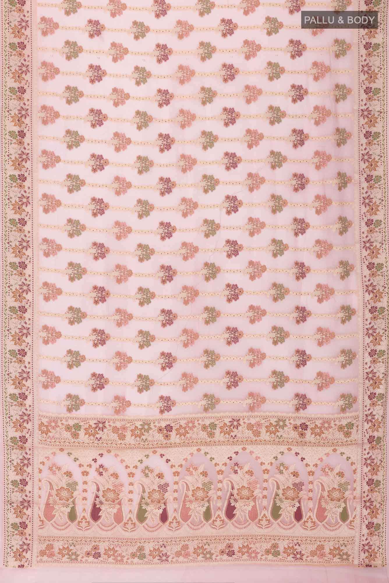 Peach Banarasi Georgette Saree