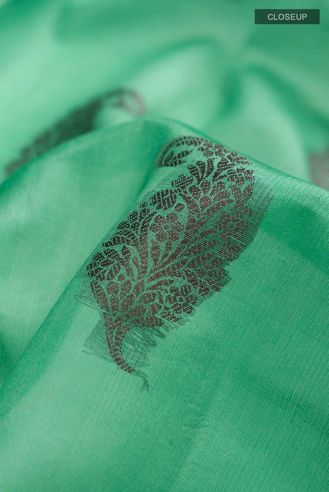 Green Banarasi Raw Silk Saree