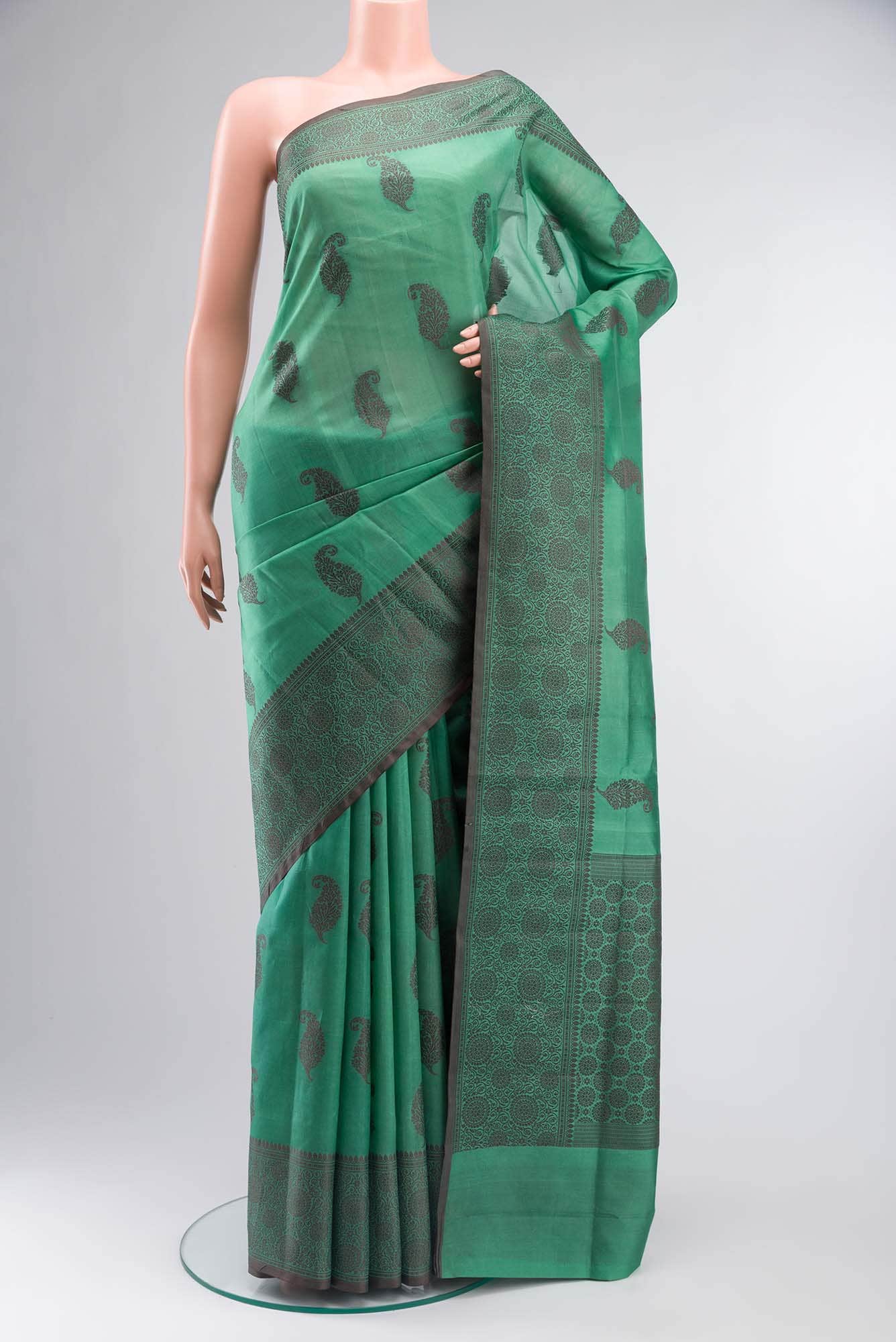 Green Banarasi Raw Silk Saree