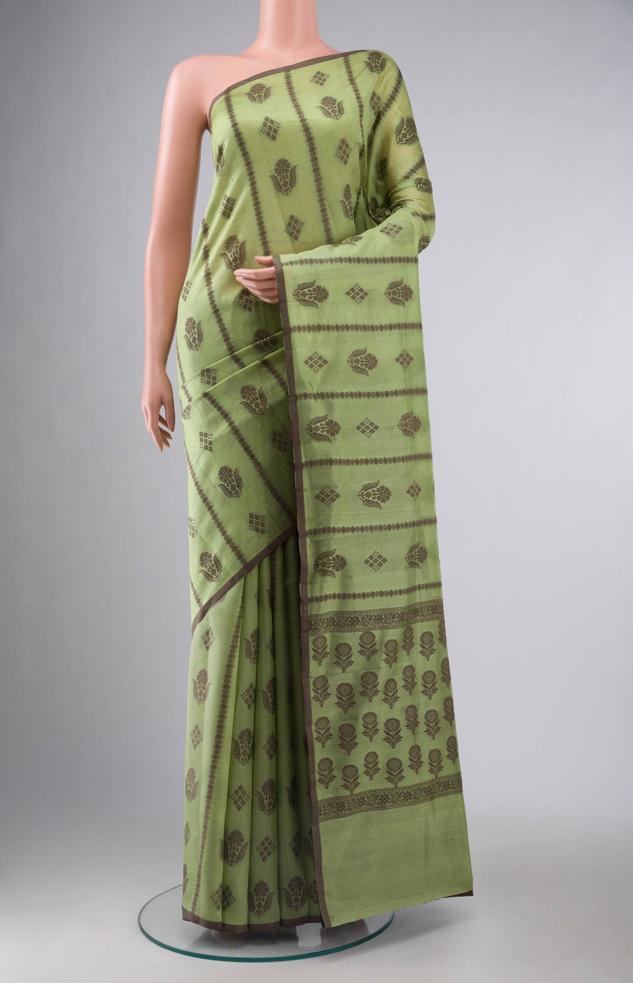Green Banarasi Raw Silk Saree