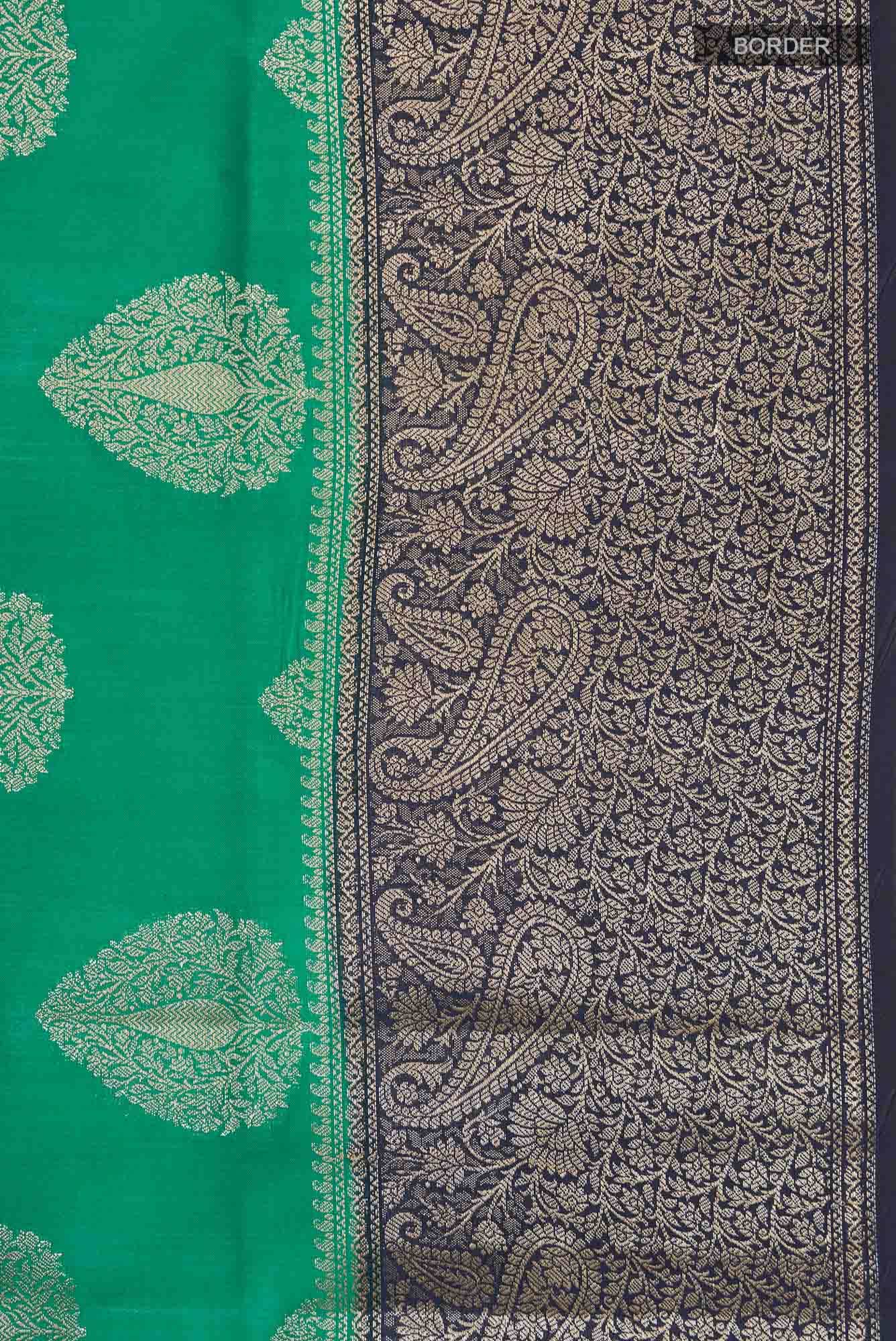 Green Banarasi Raw Silk Saree