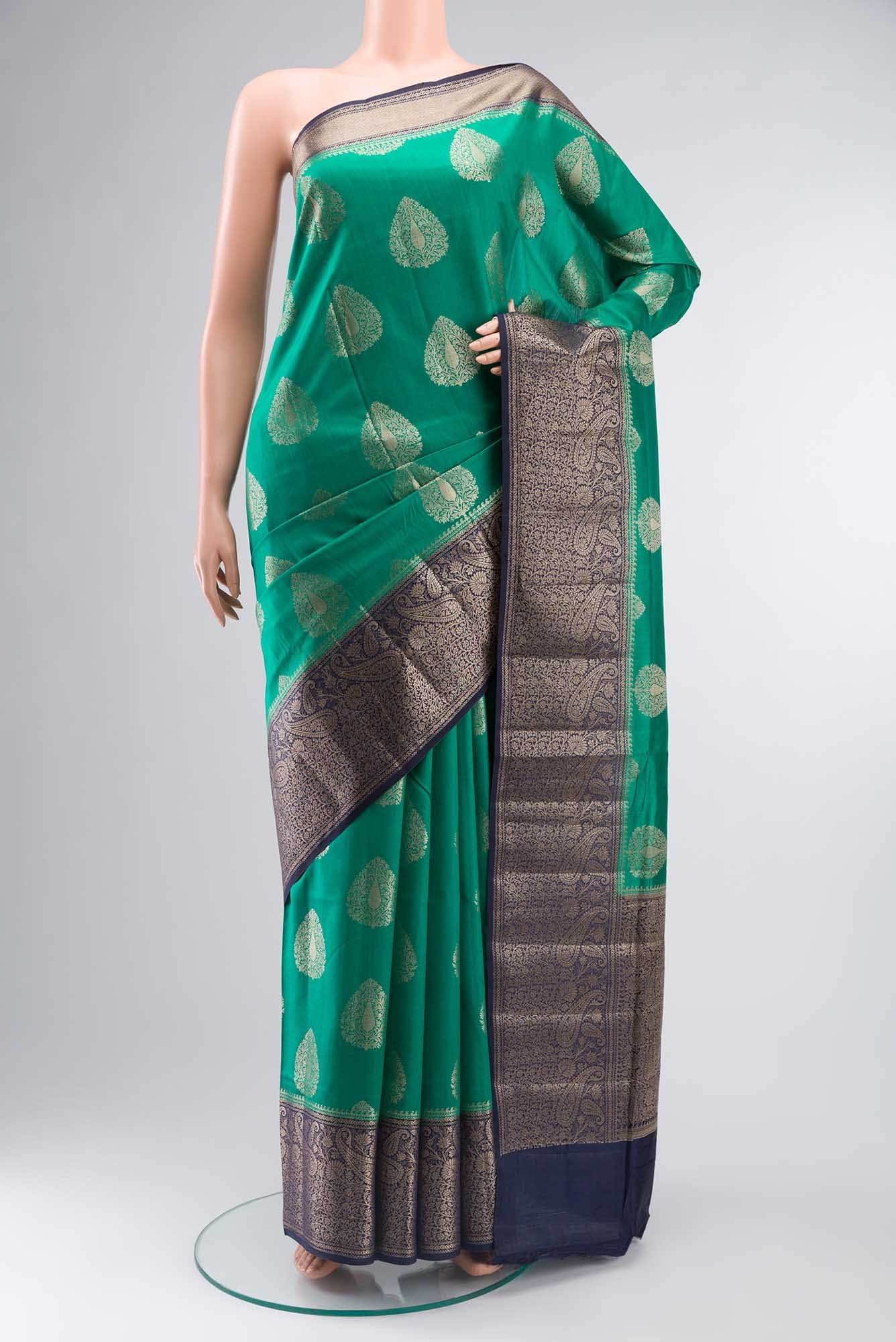 Green Banarasi Raw Silk Saree