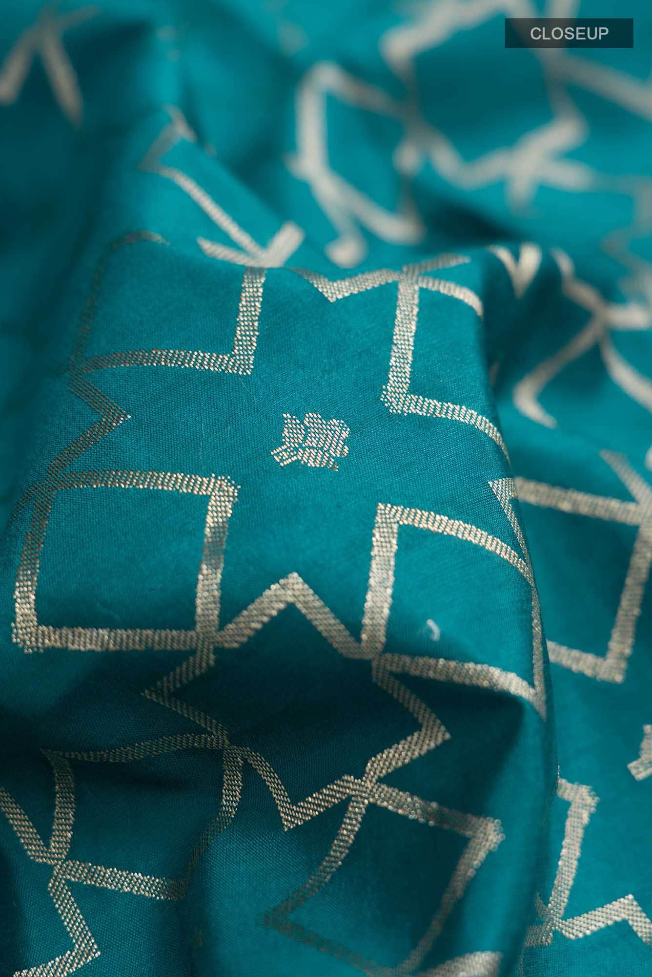 Blue Banarasi Raw Silk Saree