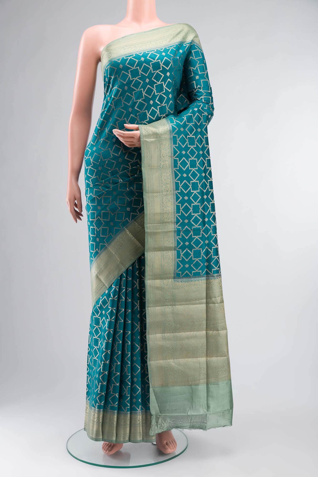 Blue Banarasi Raw Silk Saree
