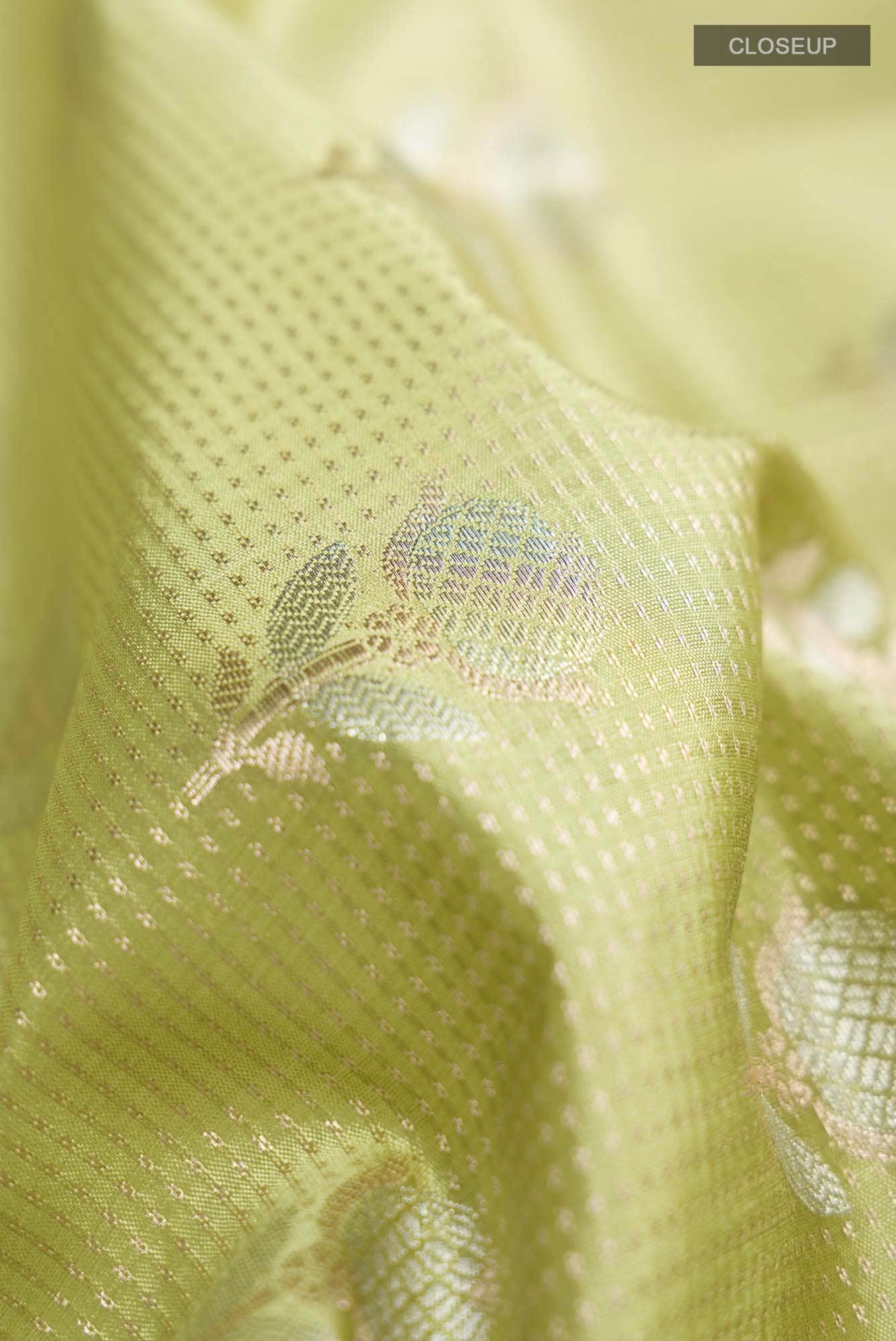 Green Banarasi Raw Silk Saree