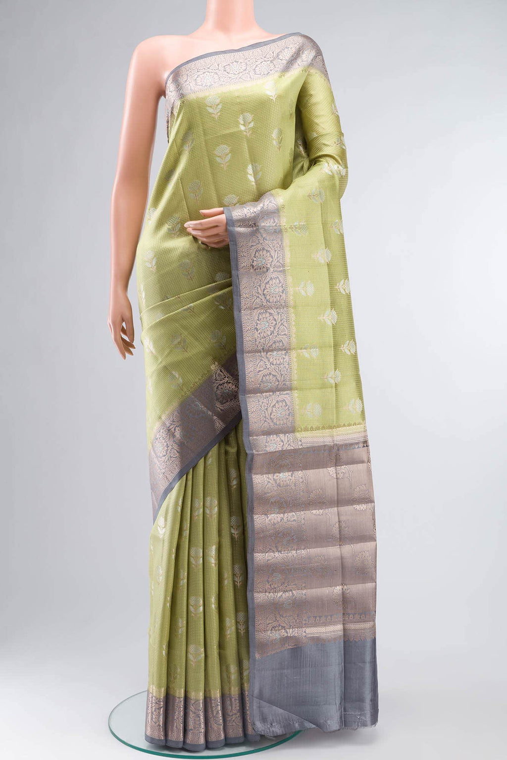 Green Banarasi Raw Silk Saree