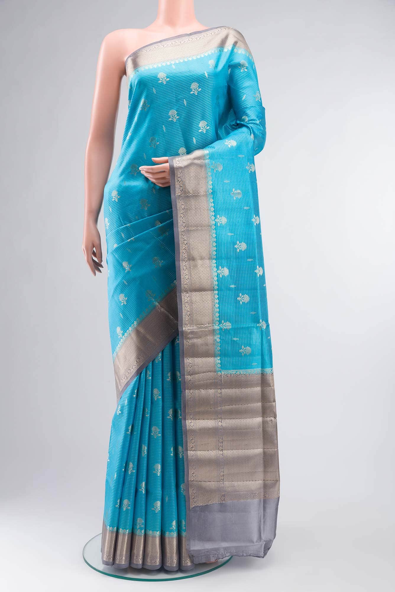 Blue Banarasi Raw Silk Saree