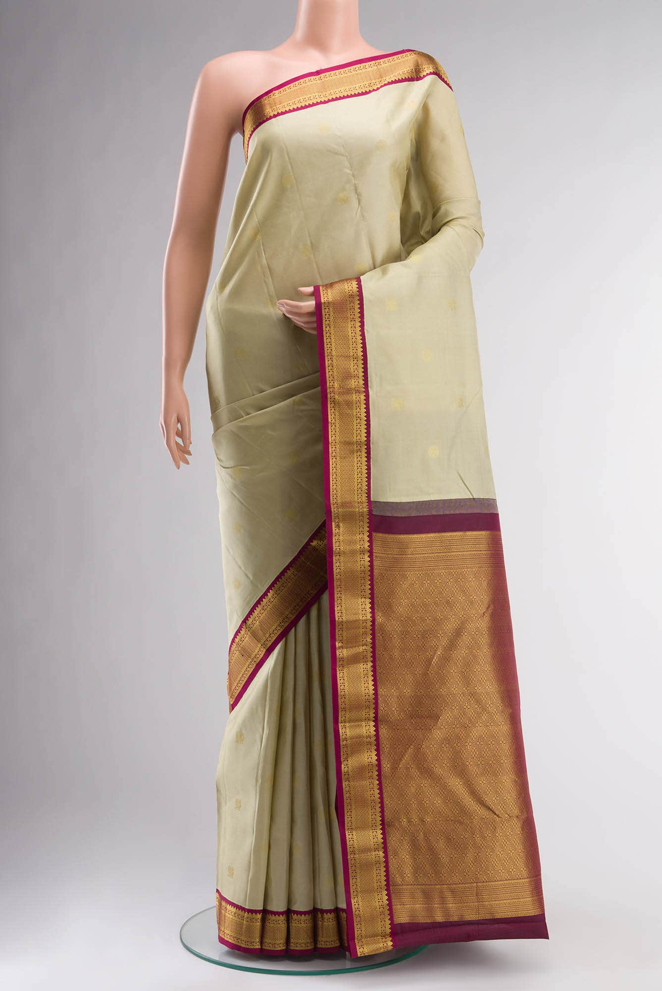 Beige Kanchipuram Silk Saree