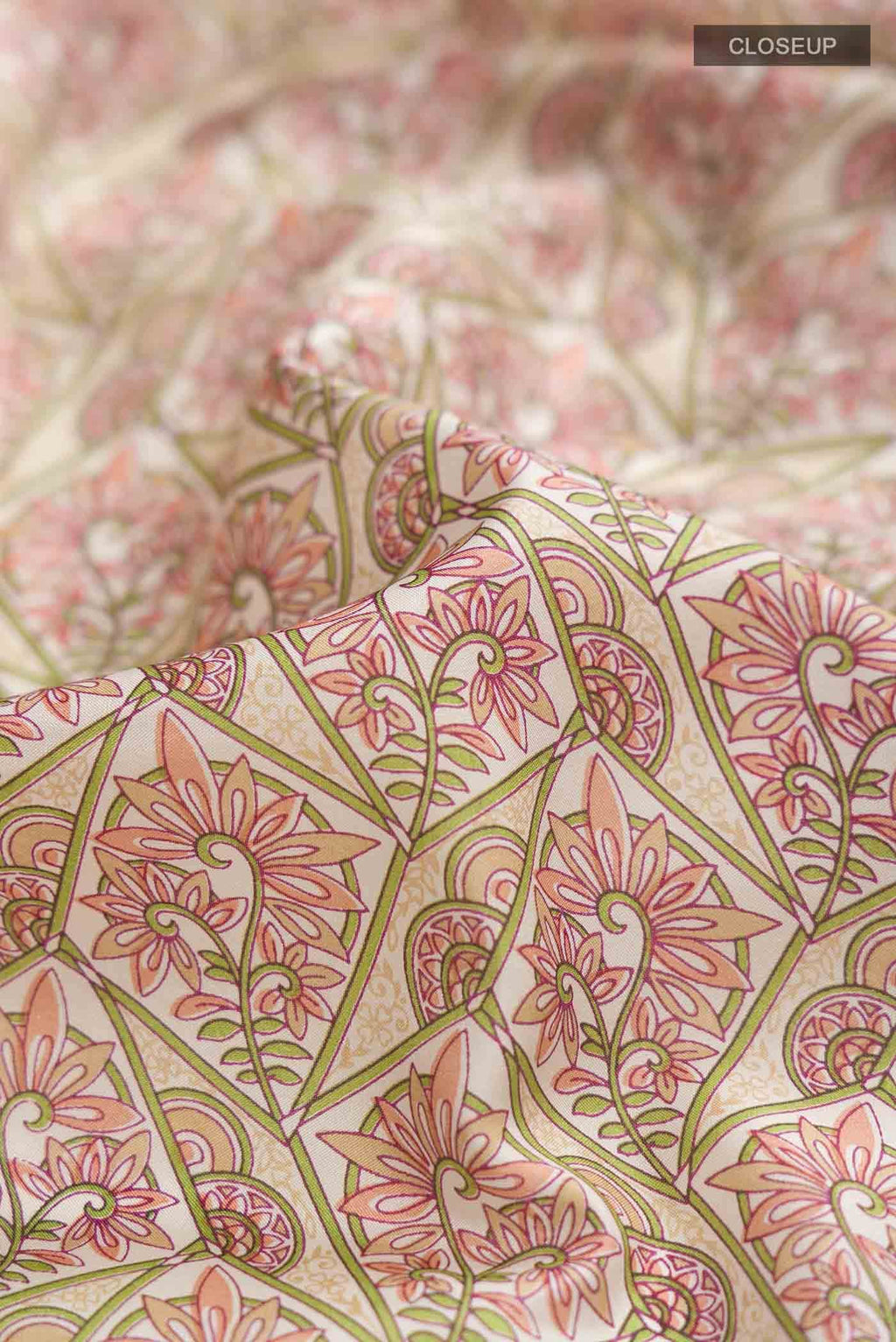 Beige Printed Silk Saree