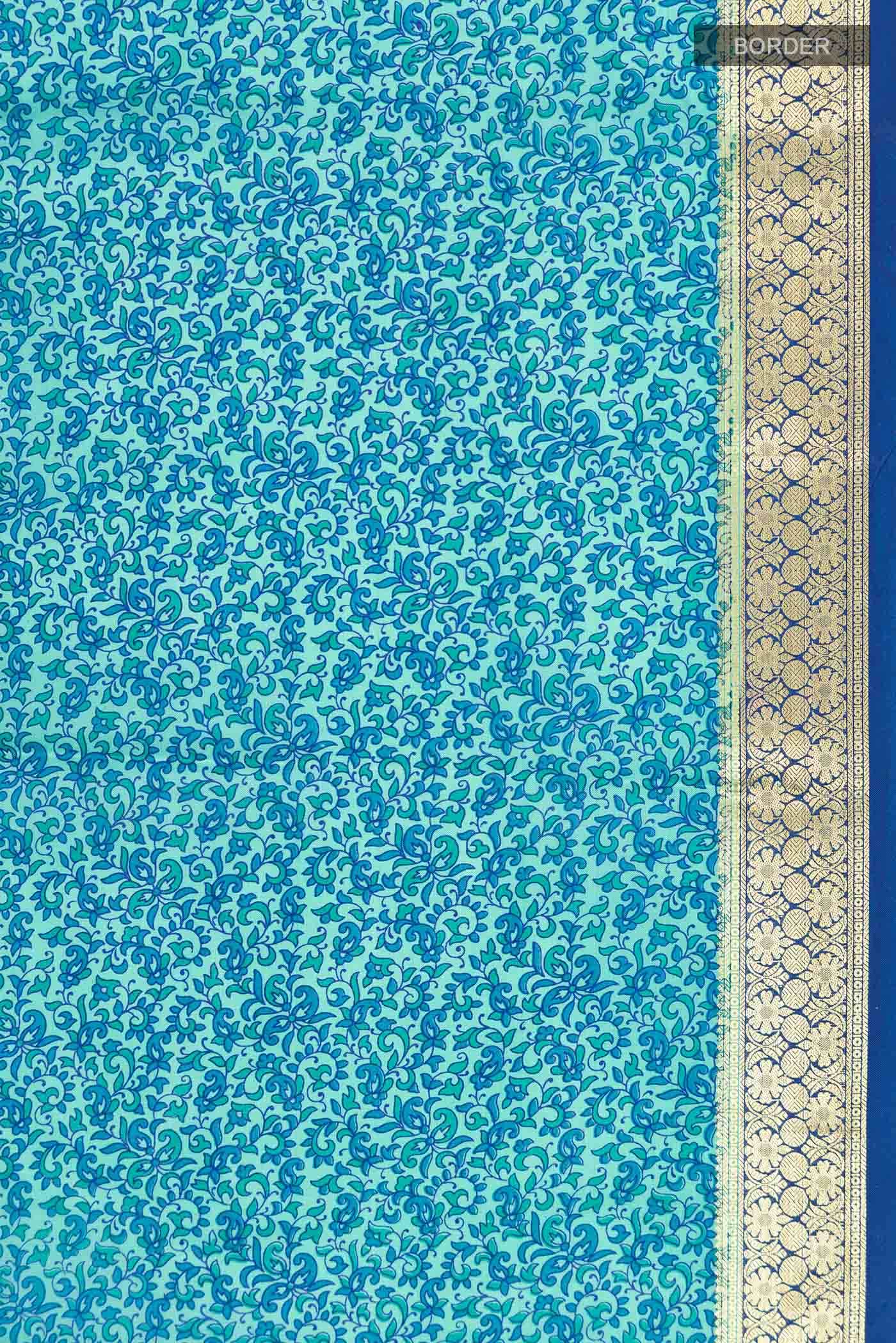 Blue Printed Silk Saree