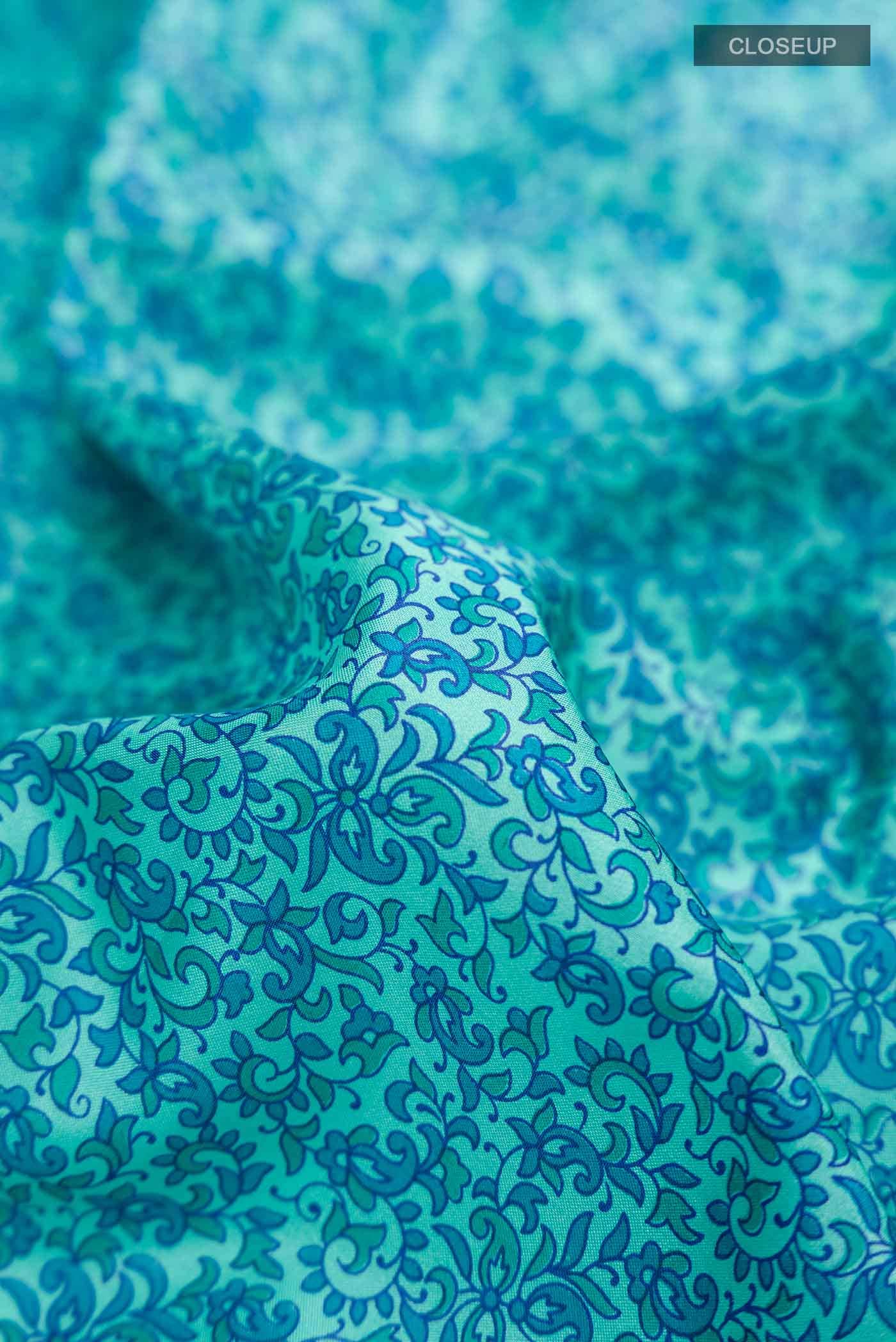 Blue Printed Silk Saree