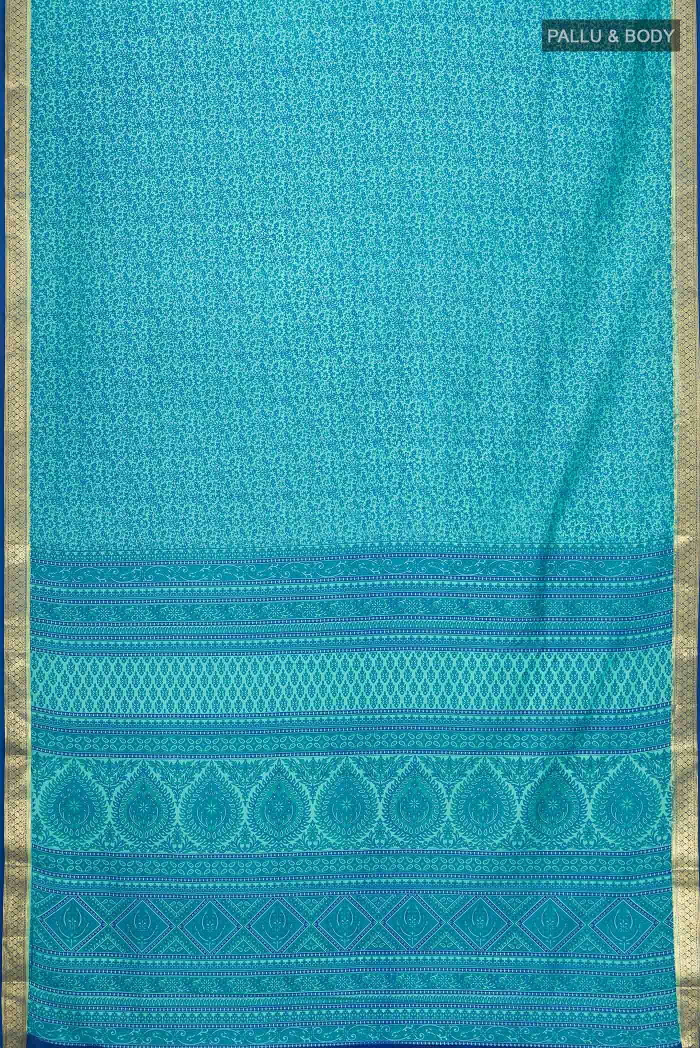 Blue Printed Silk Saree