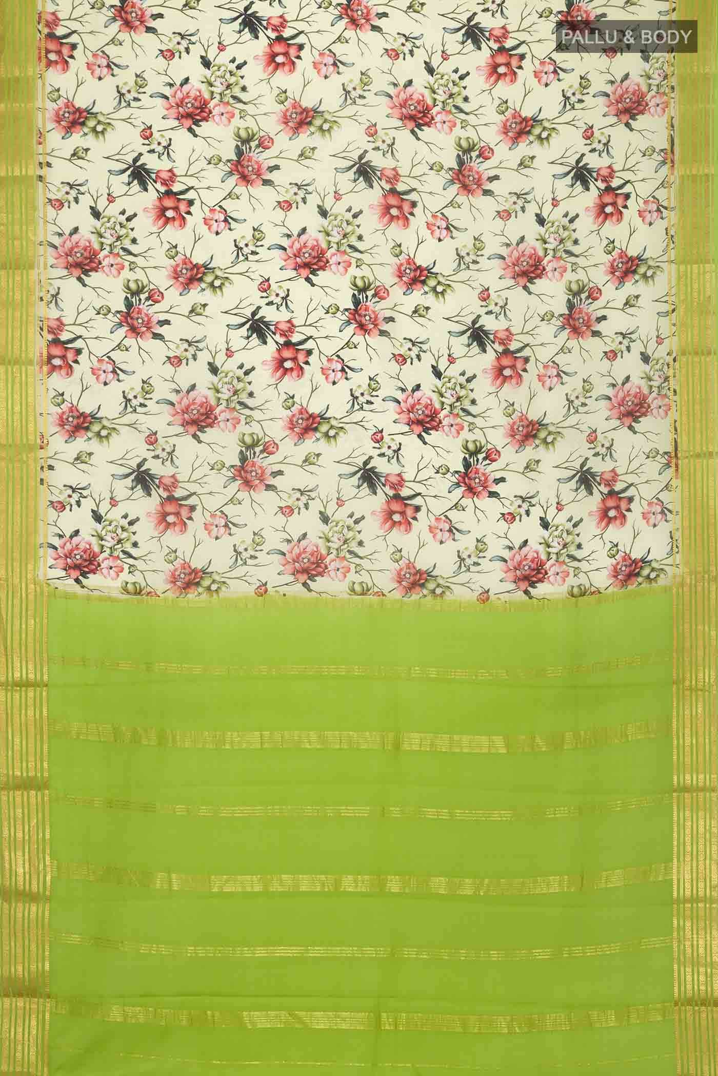 Light Green Mysore Crepe Saree