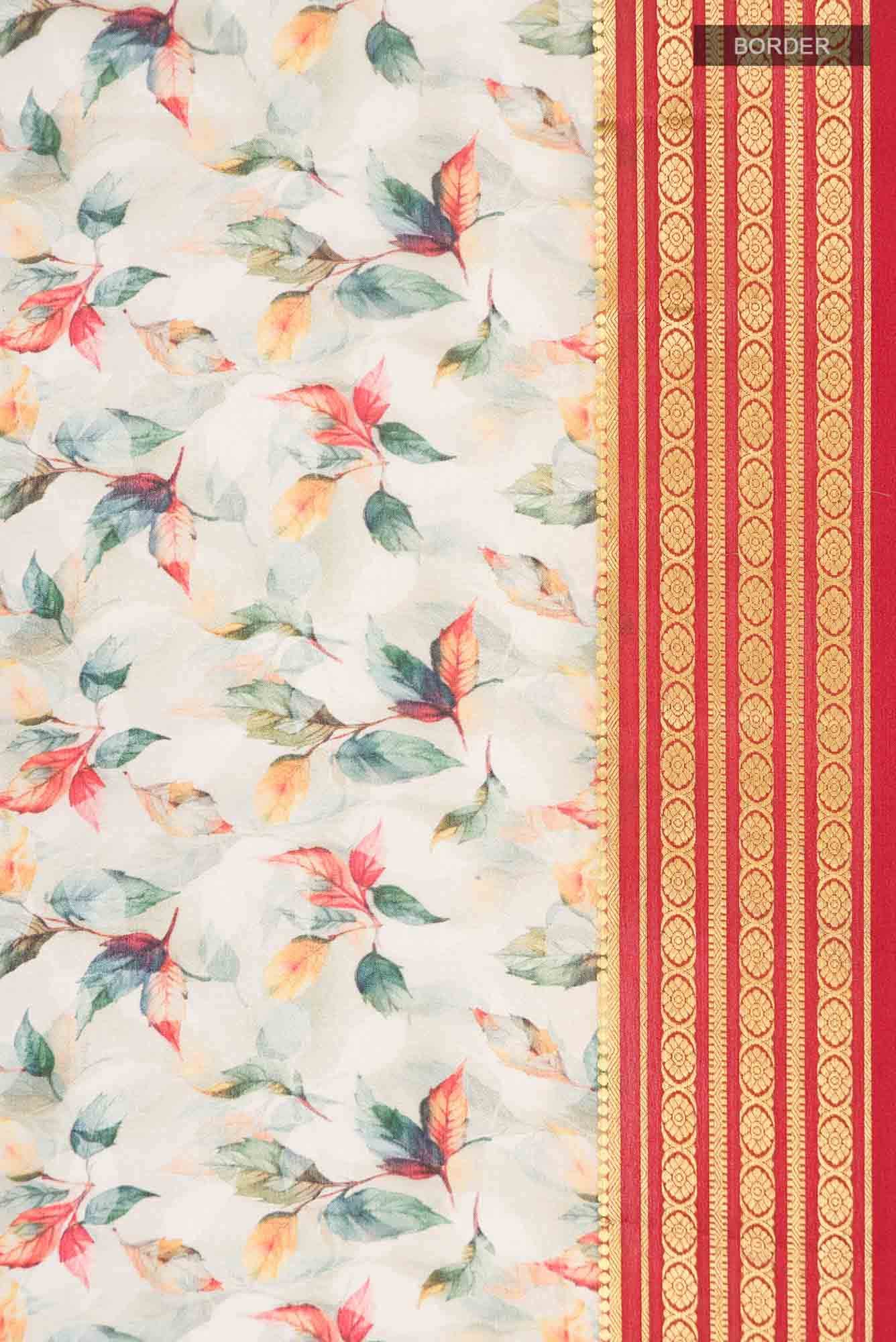Beige Mysore Crepe Saree