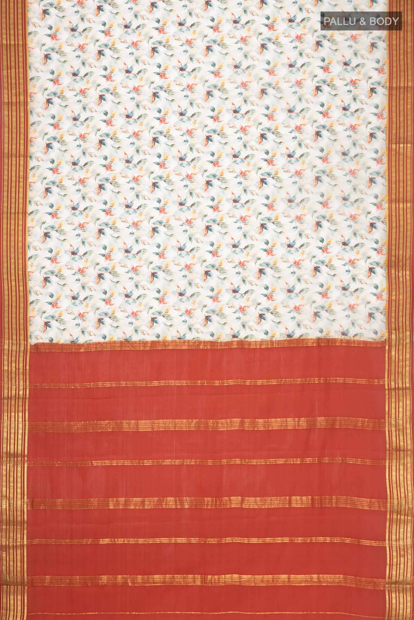 Beige Mysore Crepe Saree