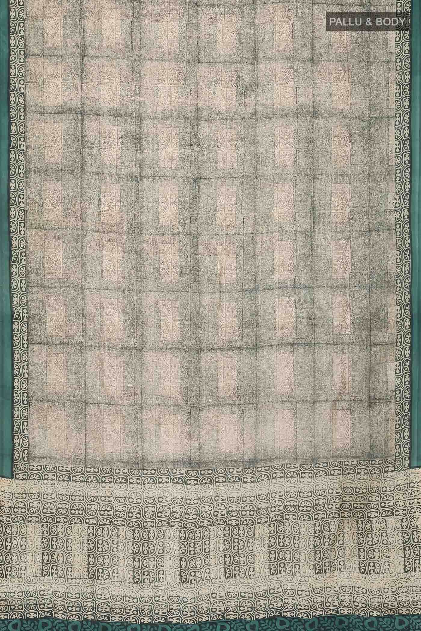 Beige Printed Silk Saree