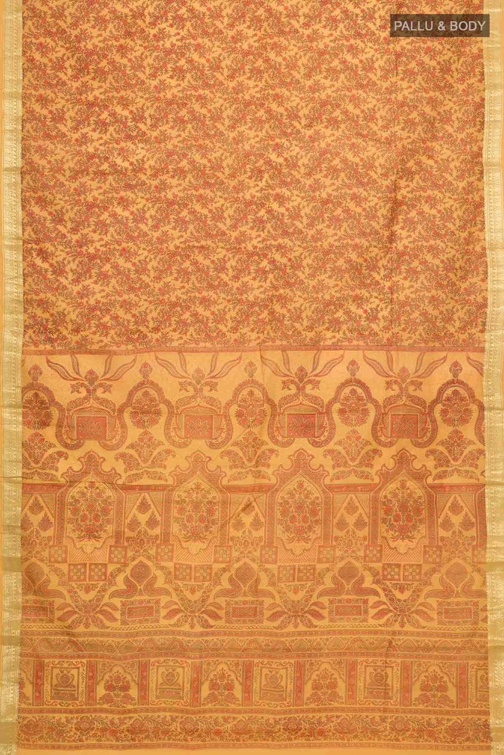 Mustard Printed Silk Saree