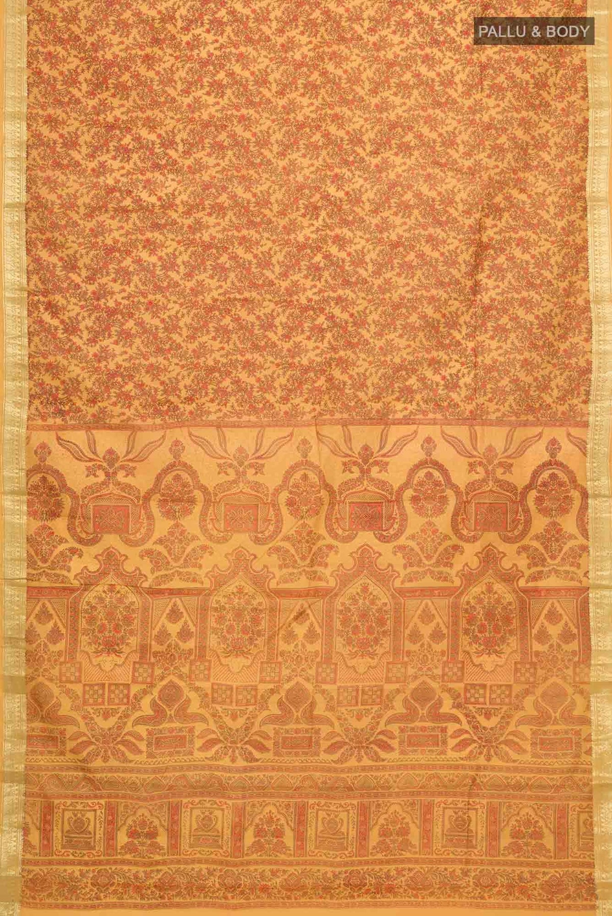 Mustard Printed Silk Saree