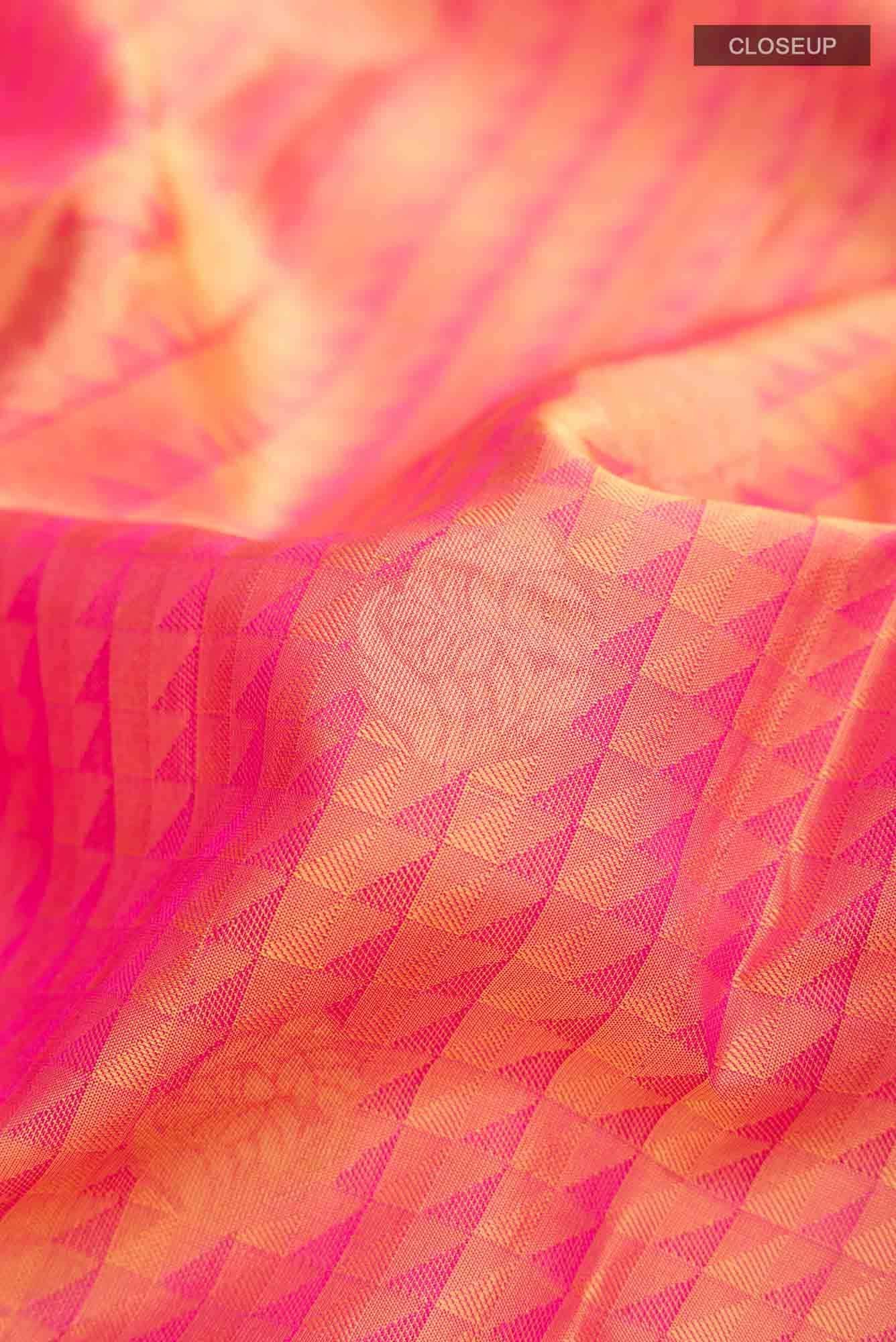 Yellow with Pink Dual Tone Kanchipuram Silk Saree