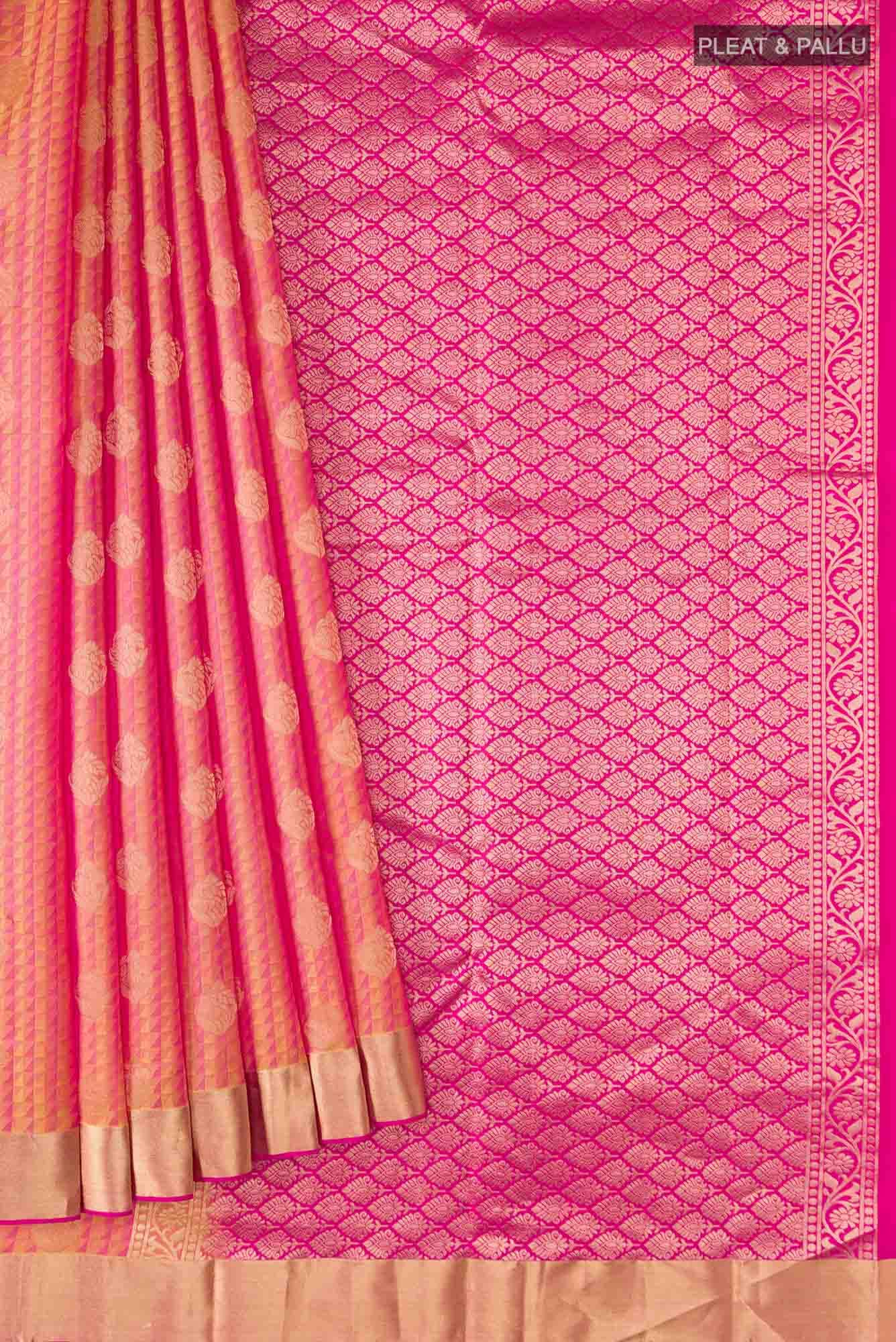 Yellow with Pink Dual Tone Kanchipuram Silk Saree