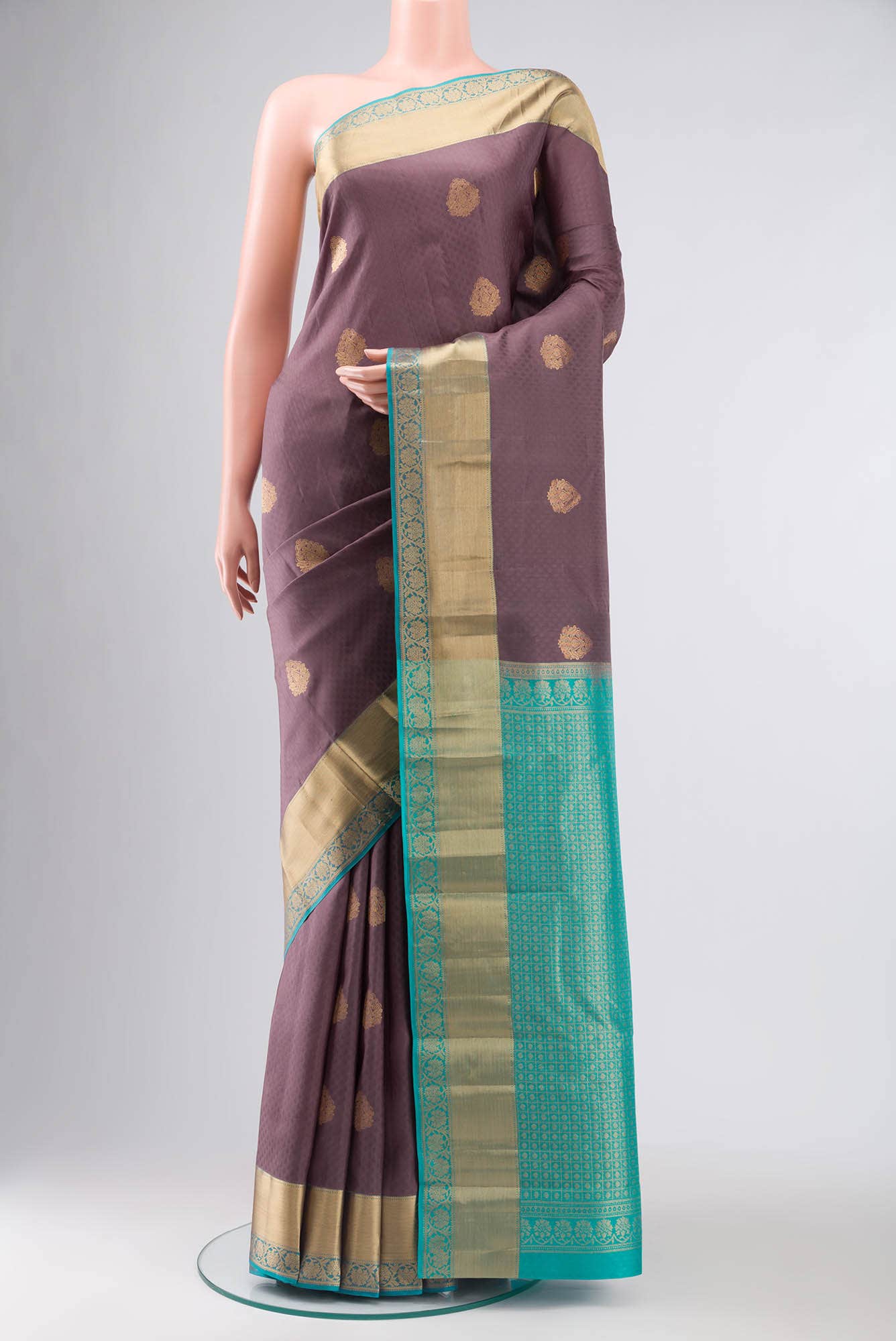 Dark Mauve Kanchipuram Silk Saree
