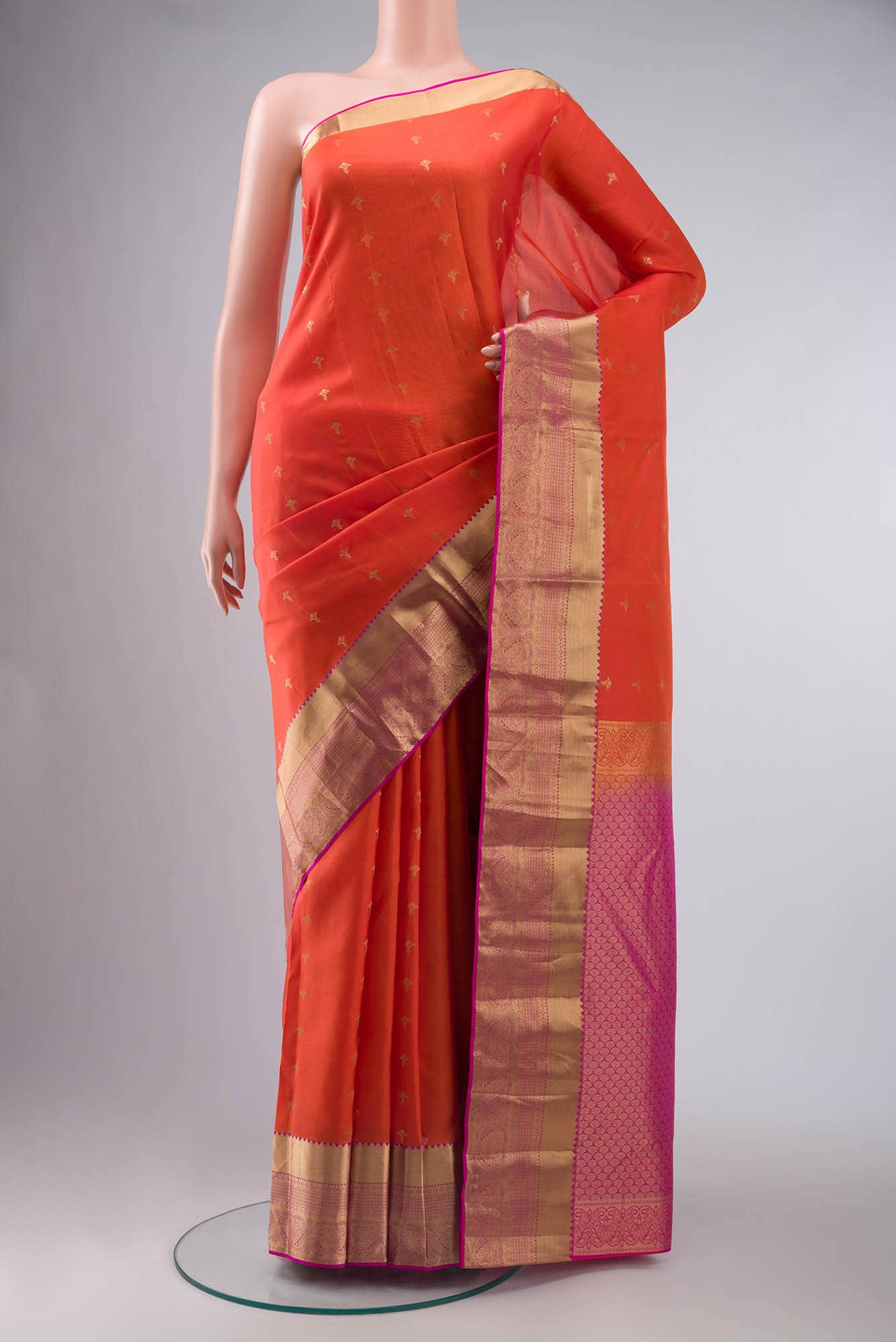 Orange Kanchipuram Silk Saree